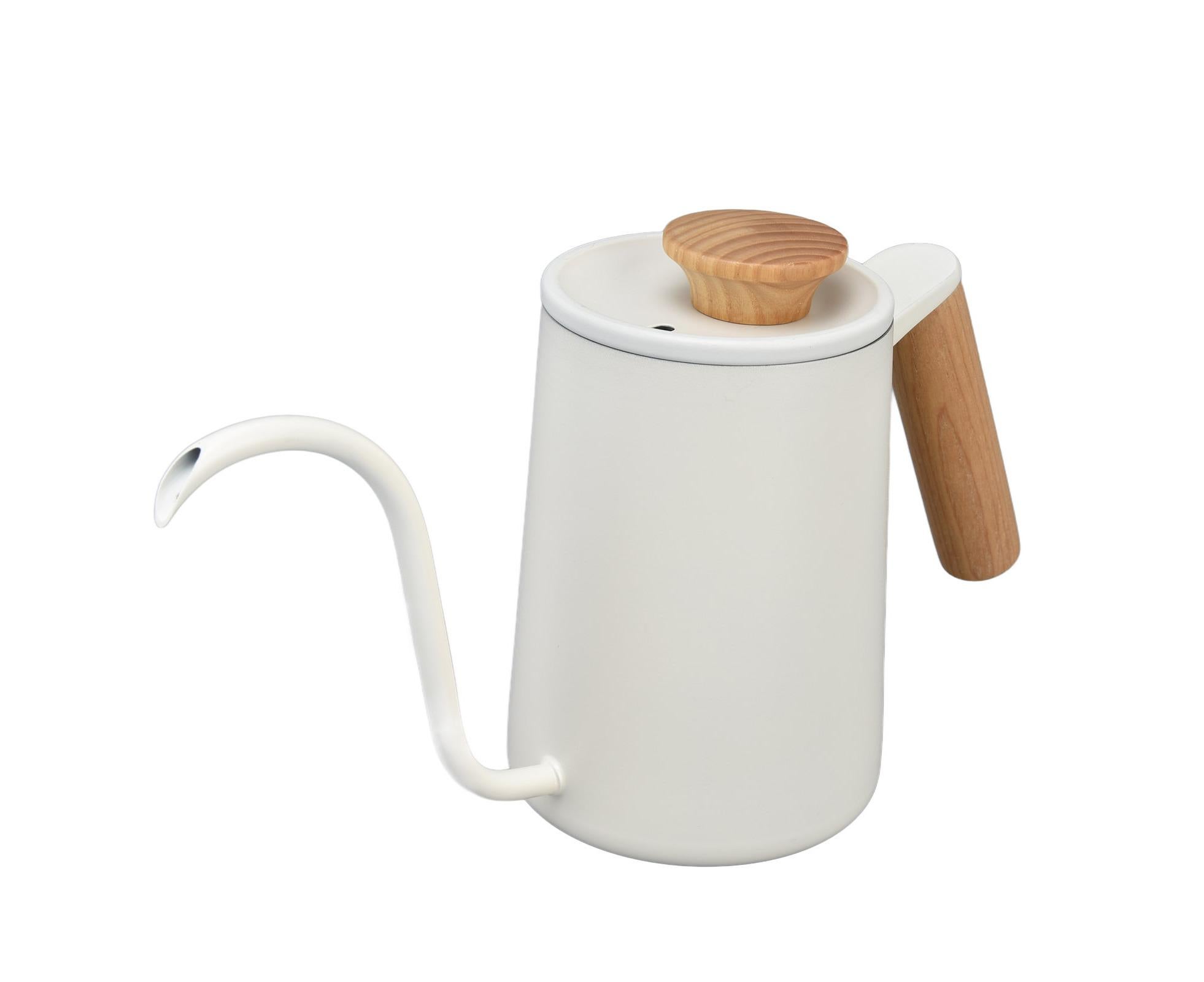 Stainless Steel Drip Coffee Pot, Long Gooseneck Spout Kettle, Tea Matte White, 600ml - Image 5