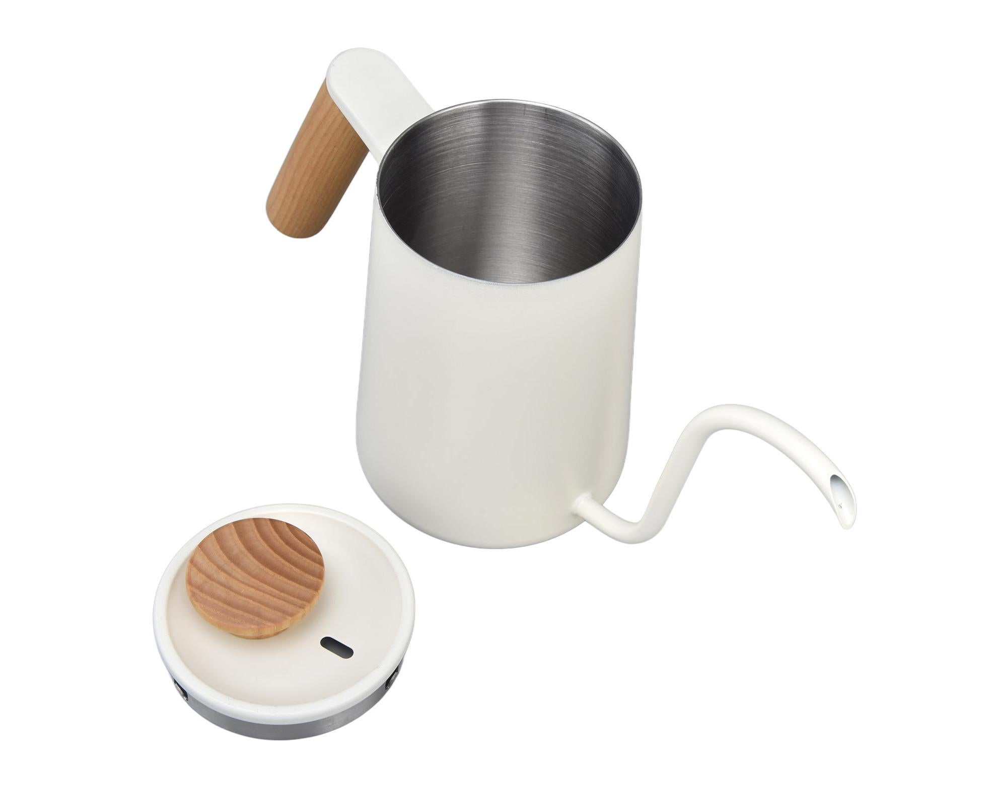 Stainless Steel Drip Coffee Pot, Long Gooseneck Spout Kettle, Tea Matte White, 600ml - Image 6