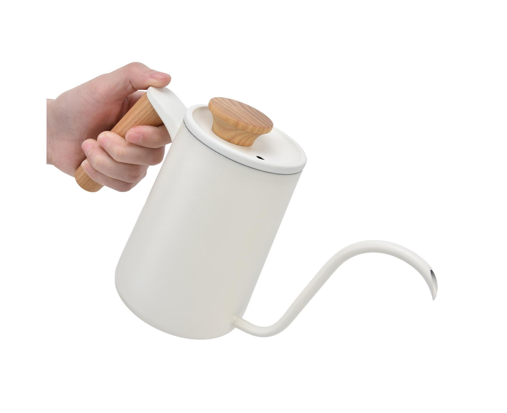 Stainless Steel Drip Coffee Pot, Long Gooseneck Spout Kettle, Tea Matte White, 600ml - Image 7