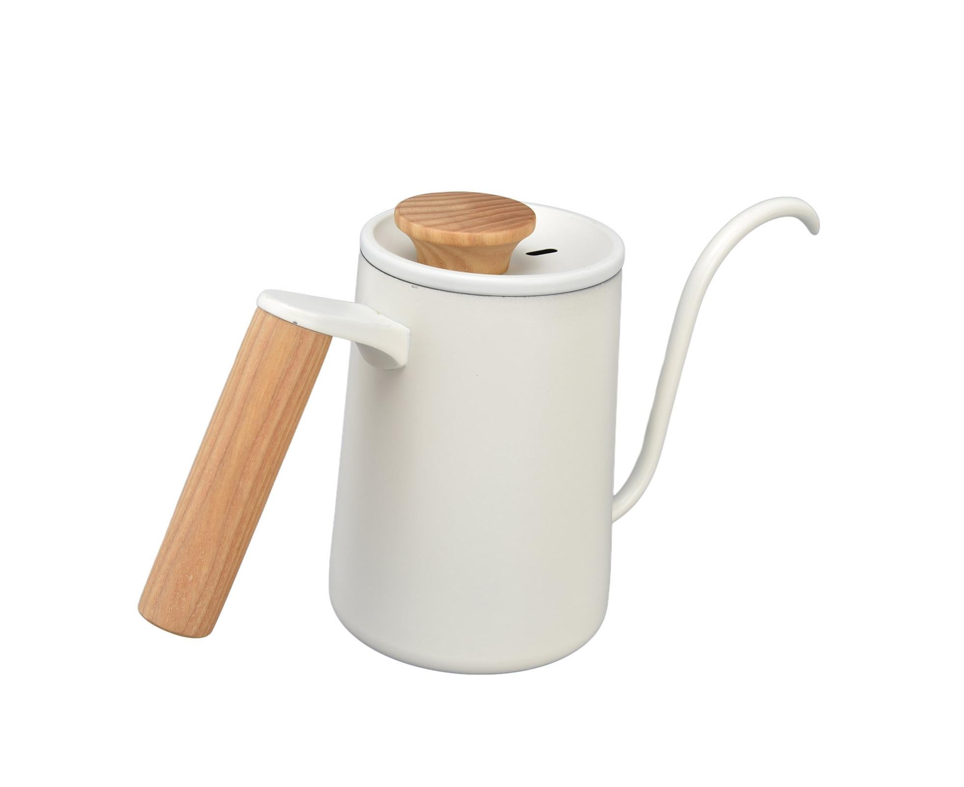 Stainless Steel Drip Coffee Pot, Long Gooseneck Spout Kettle, Tea Matte White, 600ml - Image 8