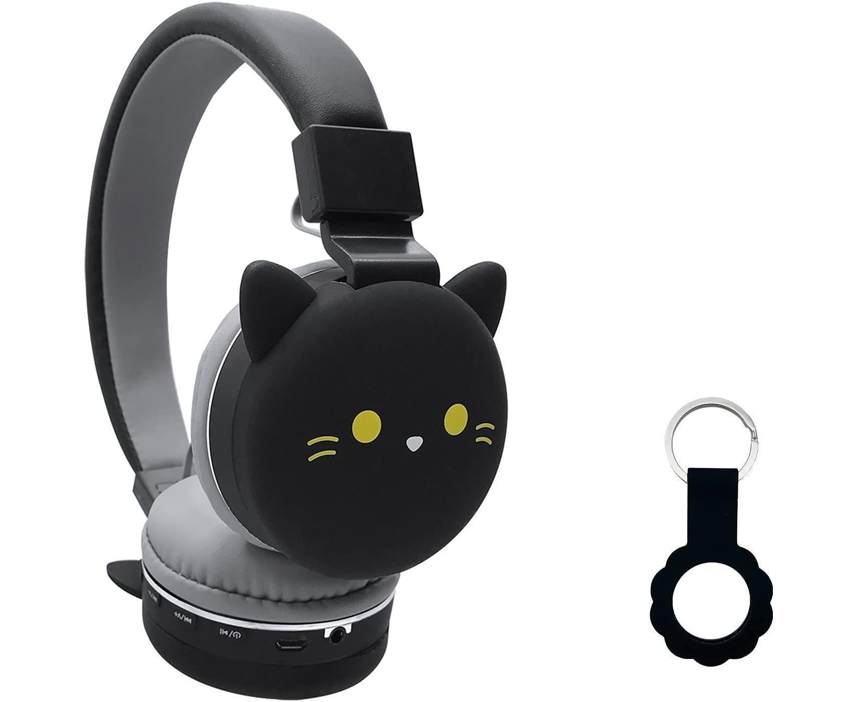 Cartoon Wireless Headphones - Stereo Sound - Cute Black Cat Headphones for babies - Image 1