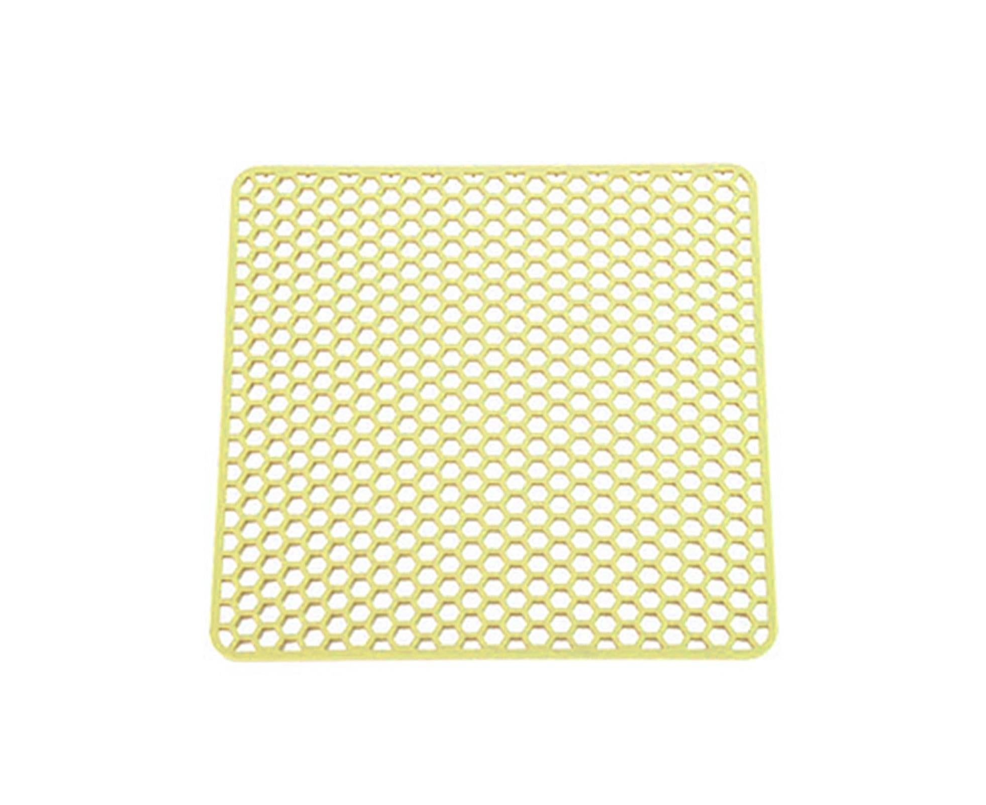 More Thicken Multi-use Drain Mat Silicone Stretchy Honeycombed Bowl Holding Mat for Home-Yellow M - Image 1