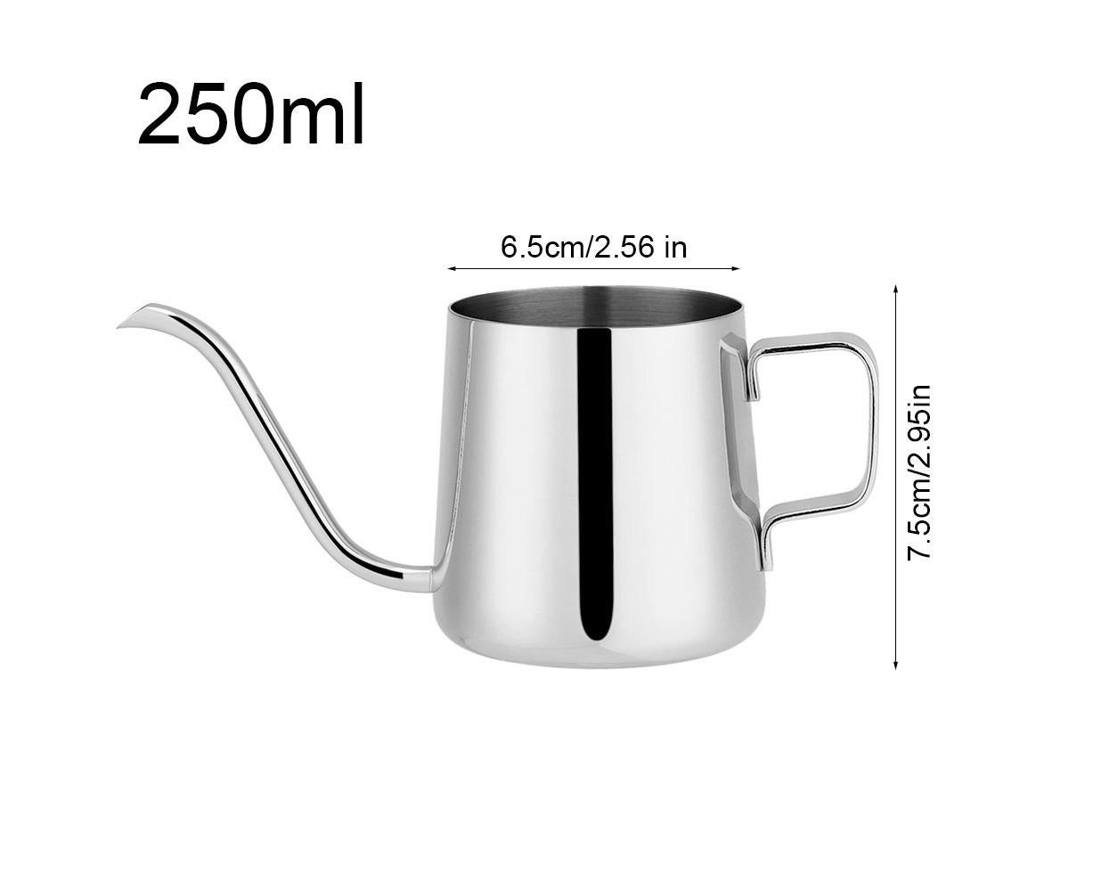 Stainless Steel Drip Coffee Pot, Gooseneck Spout, Tea Tool, Silver, 250ml - Image 3