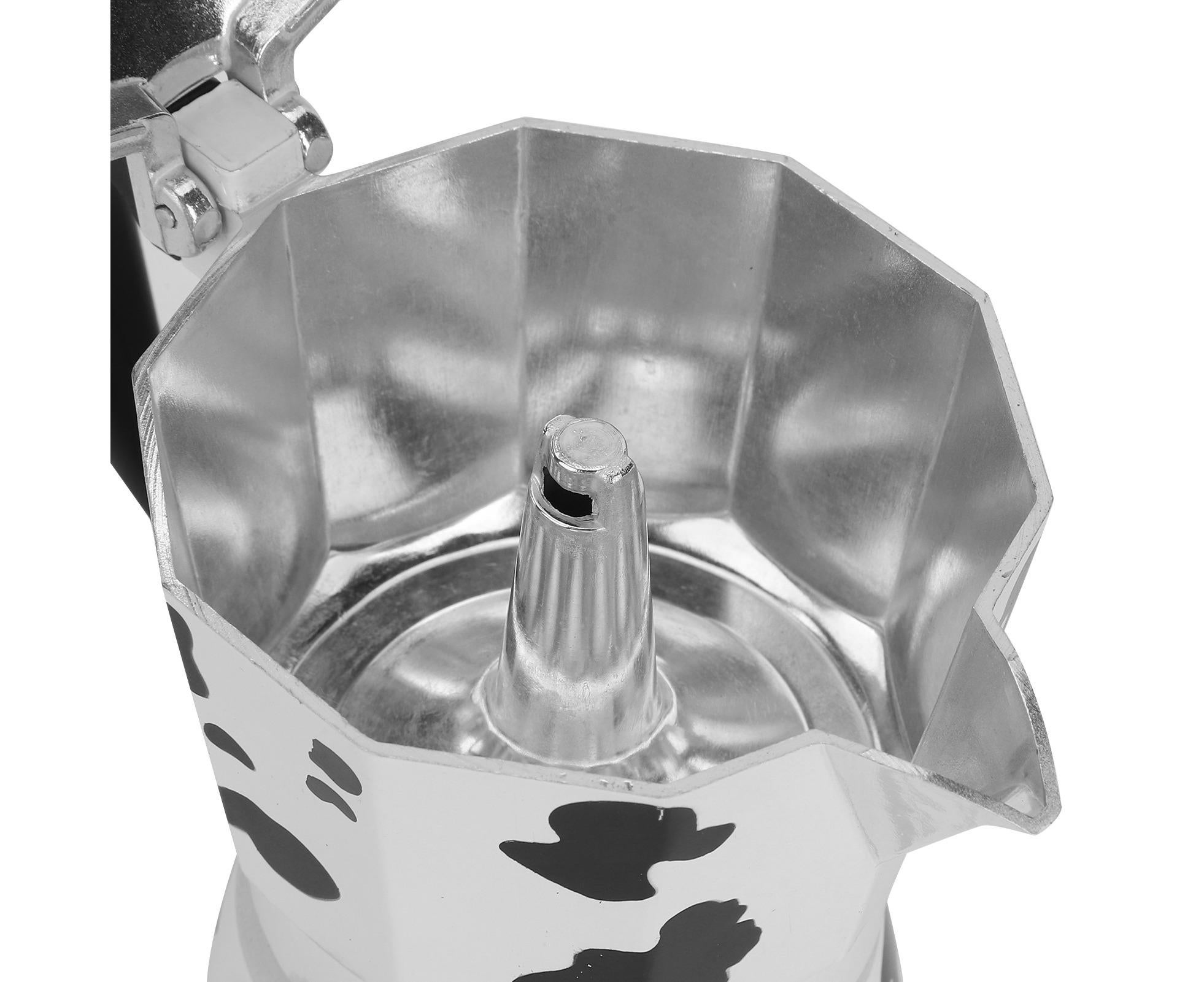 Aluminum Coffee Pot Kettle, Moka Maker for Home Use, Milk Cow Color, 3 Cups, 150ml - Image 2