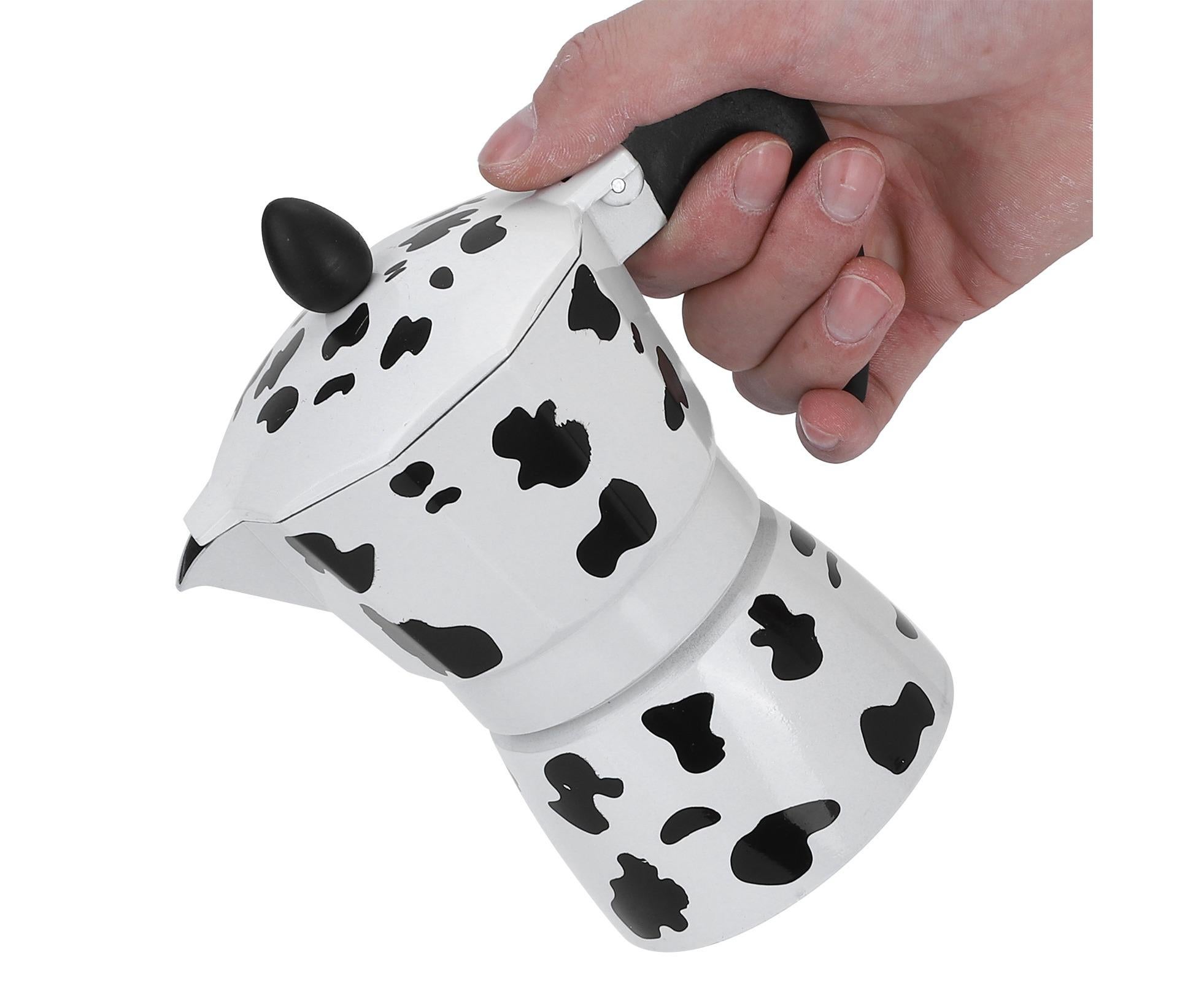 Aluminum Coffee Pot Kettle, Moka Maker for Home Use, Milk Cow Color, 3 Cups, 150ml - Image 3