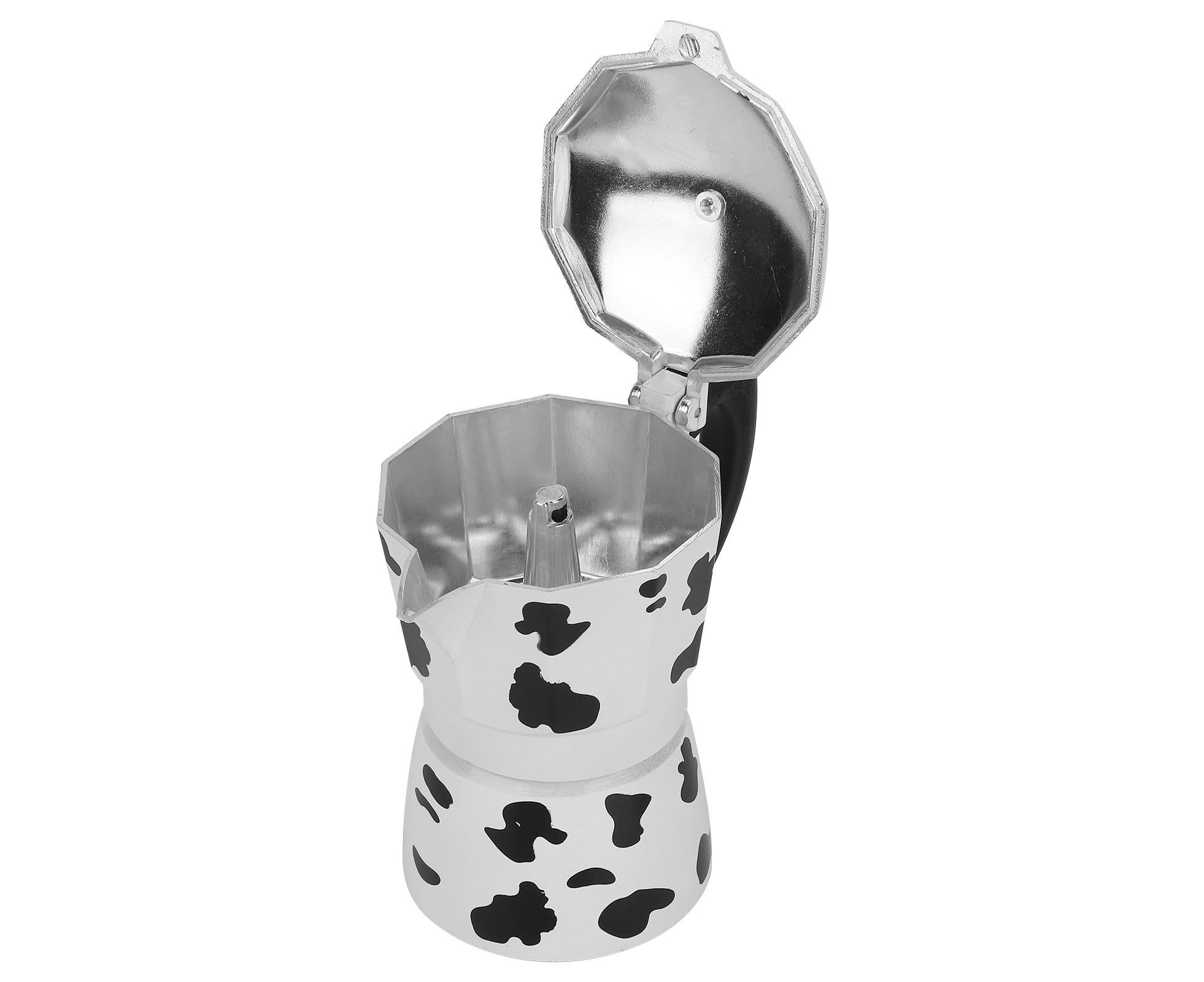 Aluminum Coffee Pot Kettle, Moka Maker for Home Use, Milk Cow Color, 3 Cups, 150ml - Image 4
