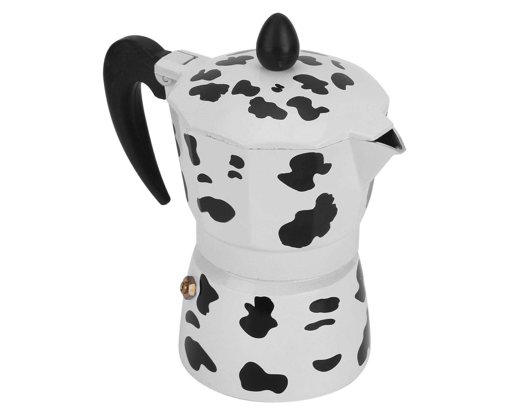 Aluminum Coffee Pot Kettle, Moka Maker for Home Use, Milk Cow Color, 3 Cups, 150ml - Image 5