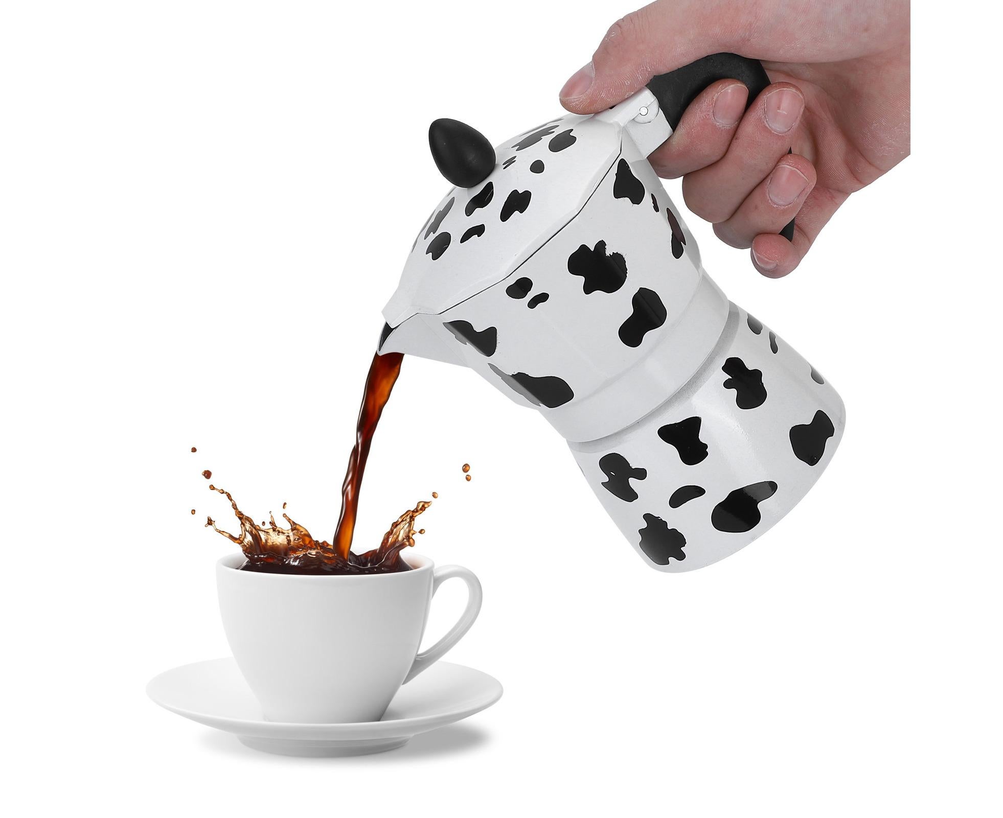 Aluminum Coffee Pot Kettle, Moka Maker for Home Use, Milk Cow Color, 3 Cups, 150ml - Image 6