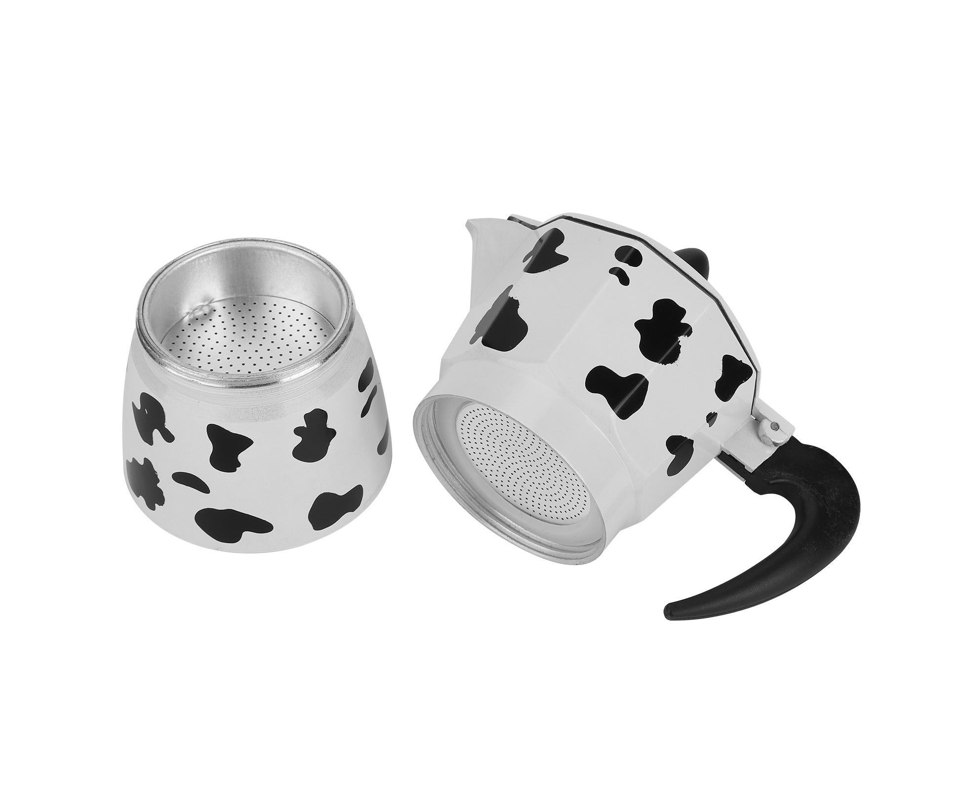 Aluminum Coffee Pot Kettle, Moka Maker for Home Use, Milk Cow Color, 3 Cups, 150ml - Image 8
