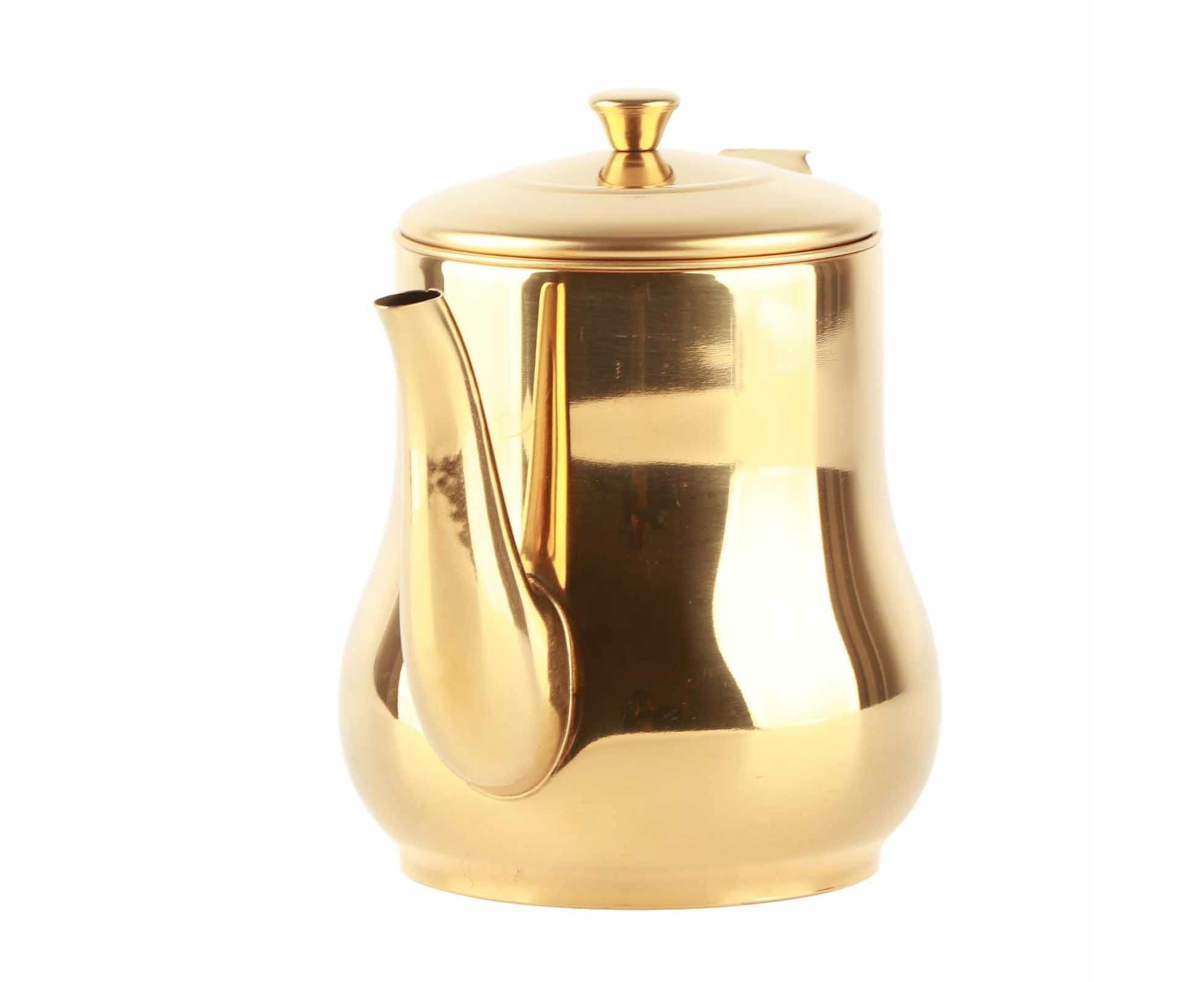 Stainless Steel Tea Pot with Filter, Rust-Proof, Durable Oil Strainer Pot for Hotels & Homes, 500ml, Gold - Image 1