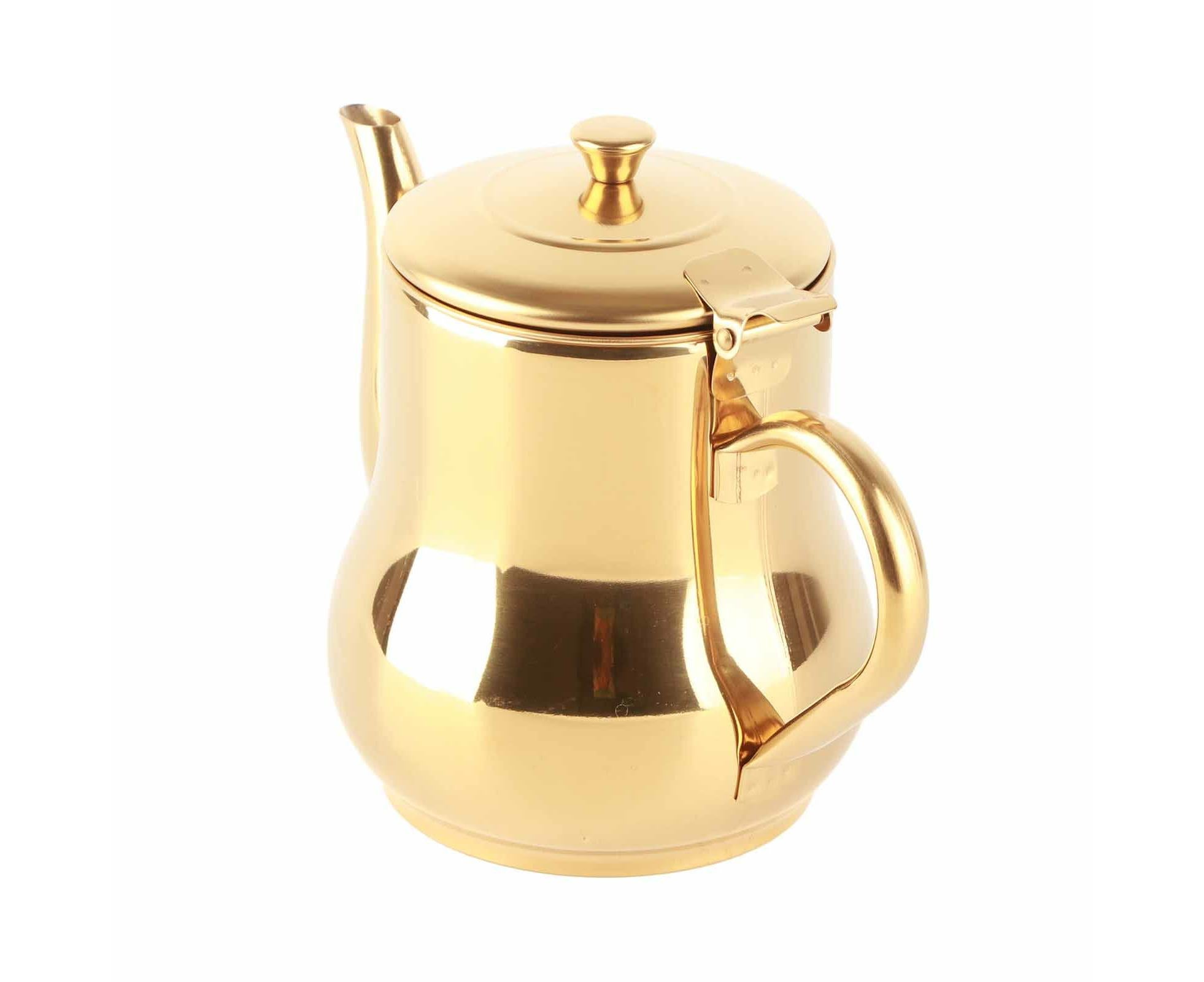 Stainless Steel Tea Pot with Filter, Rust-Proof, Durable Oil Strainer Pot for Hotels & Homes, 500ml, Gold - Image 2