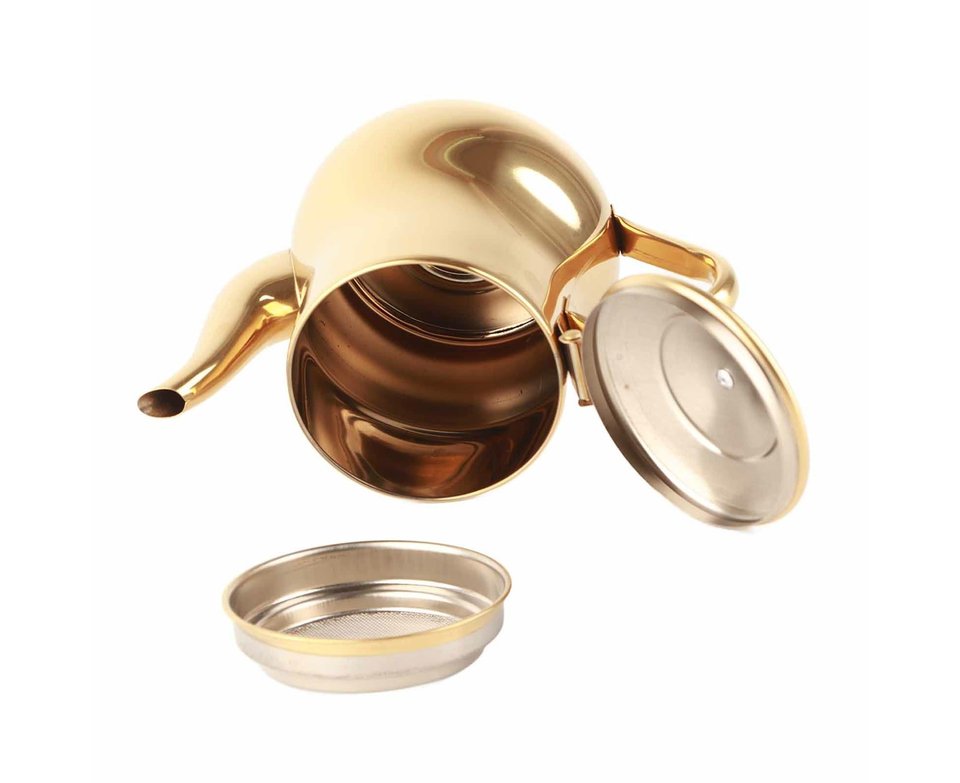 Stainless Steel Tea Pot with Filter, Rust-Proof, Durable Oil Strainer Pot for Hotels & Homes, 500ml, Gold - Image 4