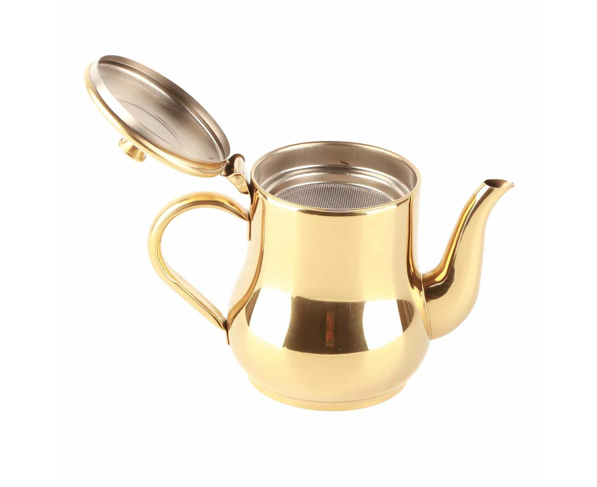 Stainless Steel Tea Pot with Filter, Rust-Proof, Durable Oil Strainer Pot for Hotels & Homes, 500ml, Gold - Image 5