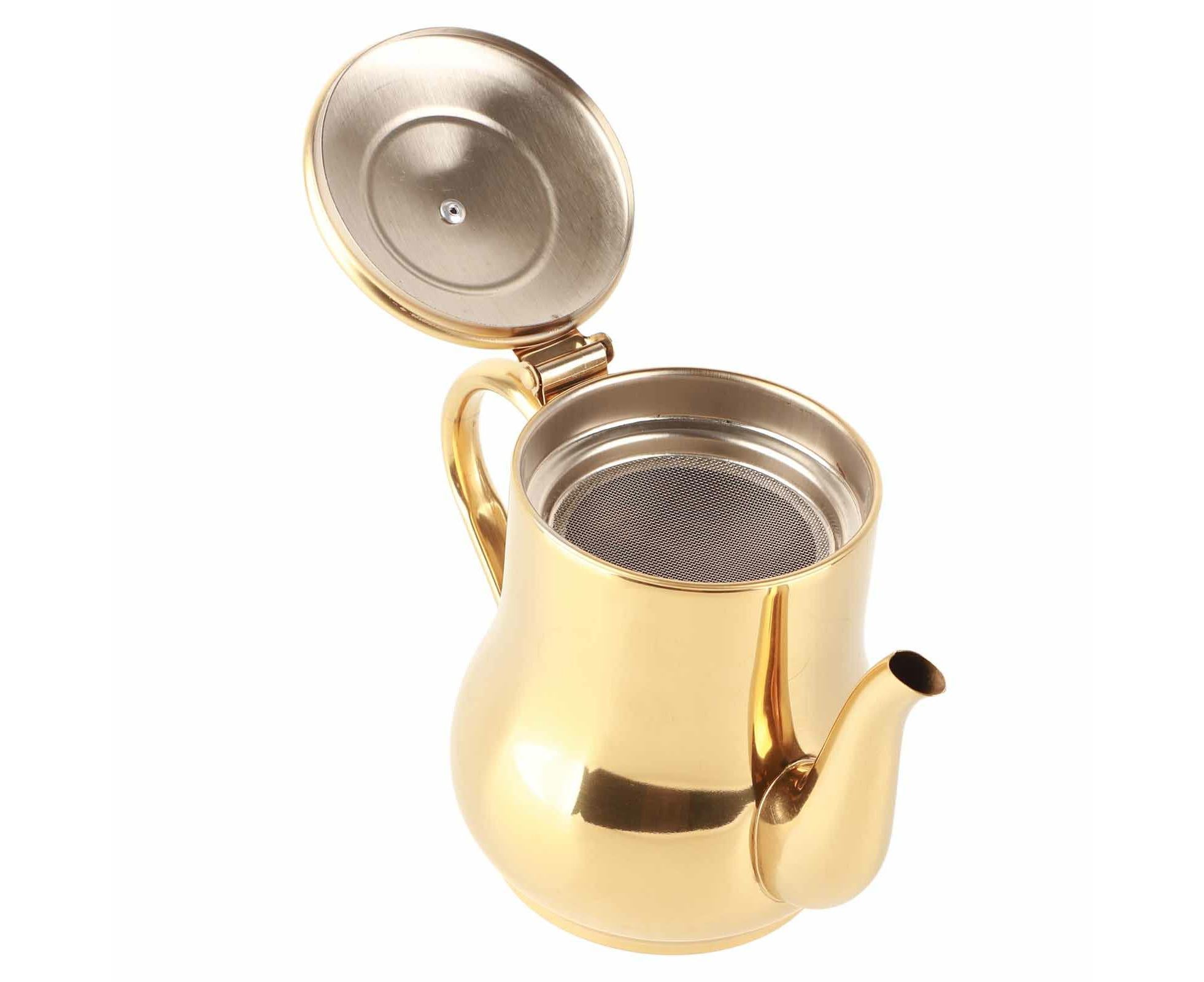 Stainless Steel Tea Pot with Filter, Rust-Proof, Durable Oil Strainer Pot for Hotels & Homes, 500ml, Gold - Image 6