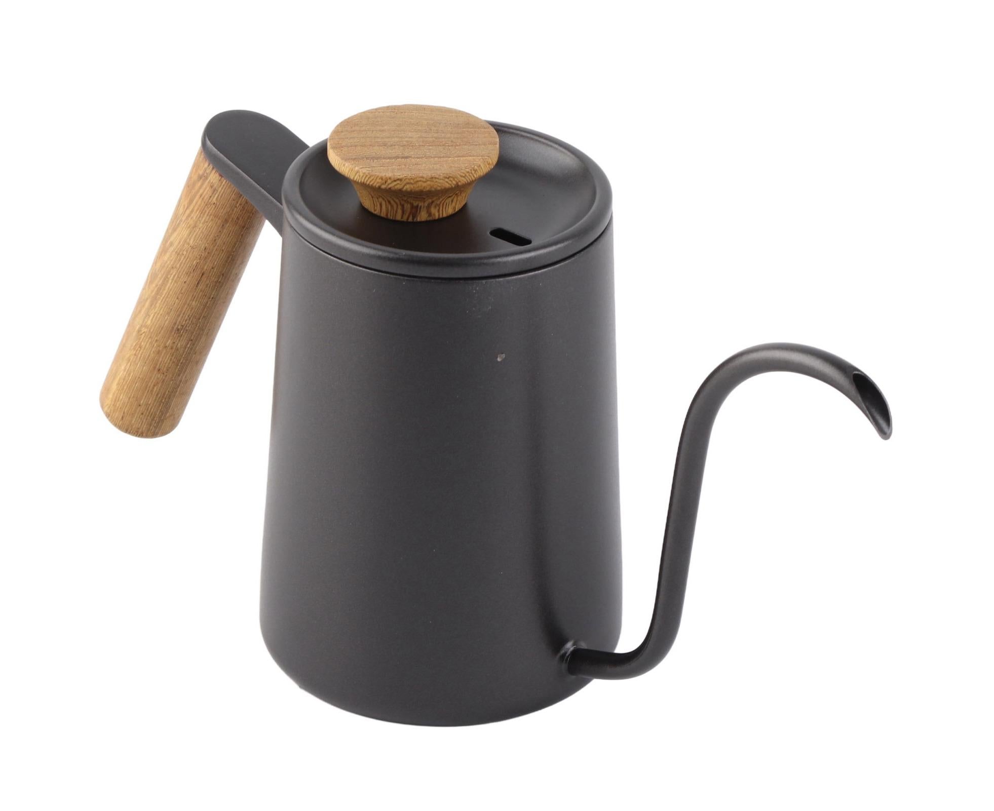 600ml Stainless Steel Drip Coffee Pot, Long Gooseneck Spout Kettle, Black - Image 3