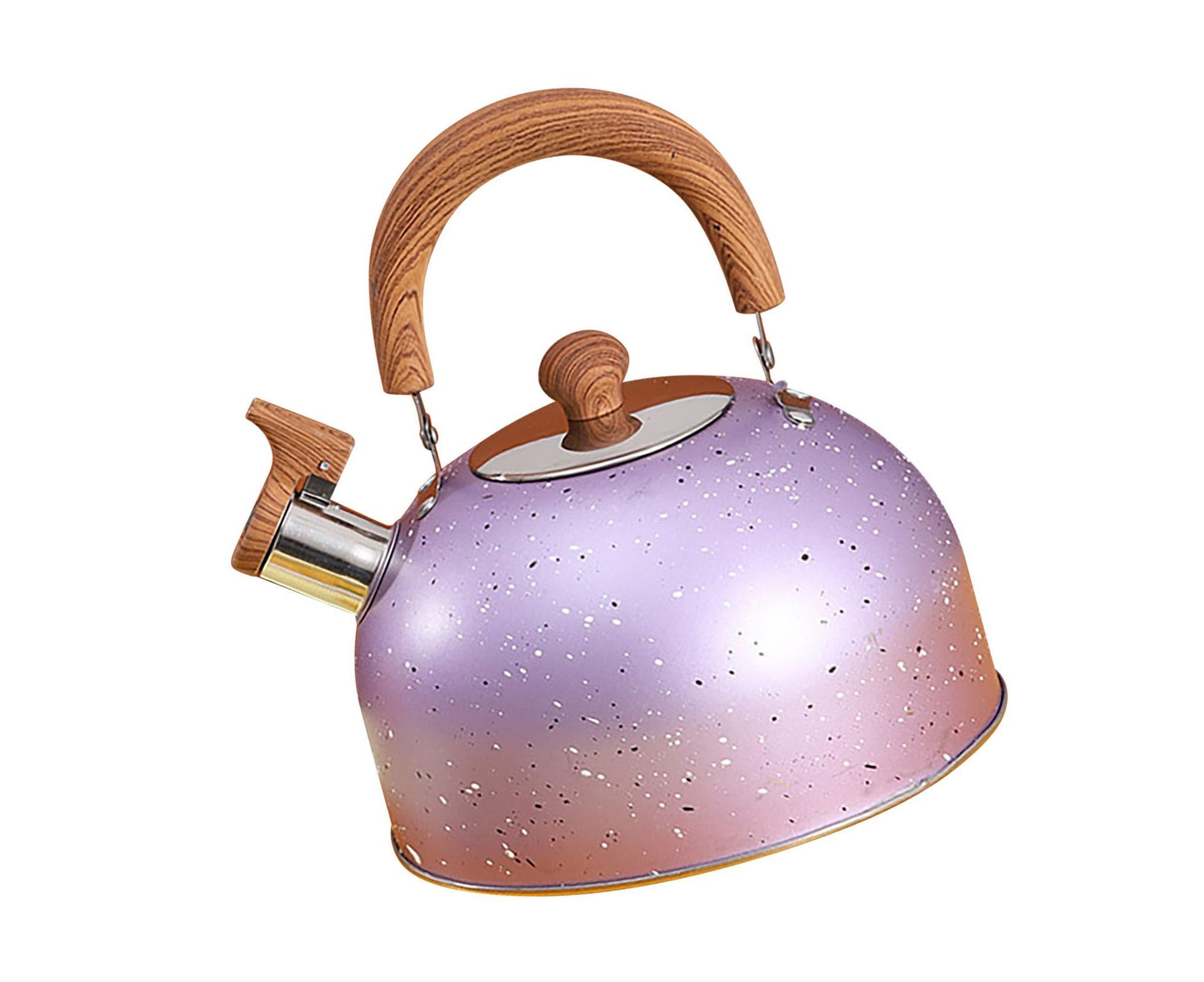 Water Kettle, Stainless Steel Whistle Kettle, Large Capacity Flat Bottom for Gas Induction, 2L, Purple - Image 2
