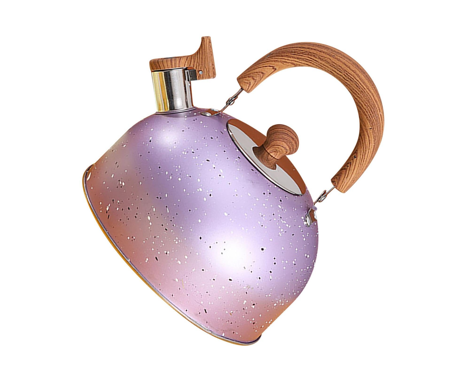 Water Kettle, Stainless Steel Whistle Kettle, Large Capacity Flat Bottom for Gas Induction, 2L, Purple - Image 3