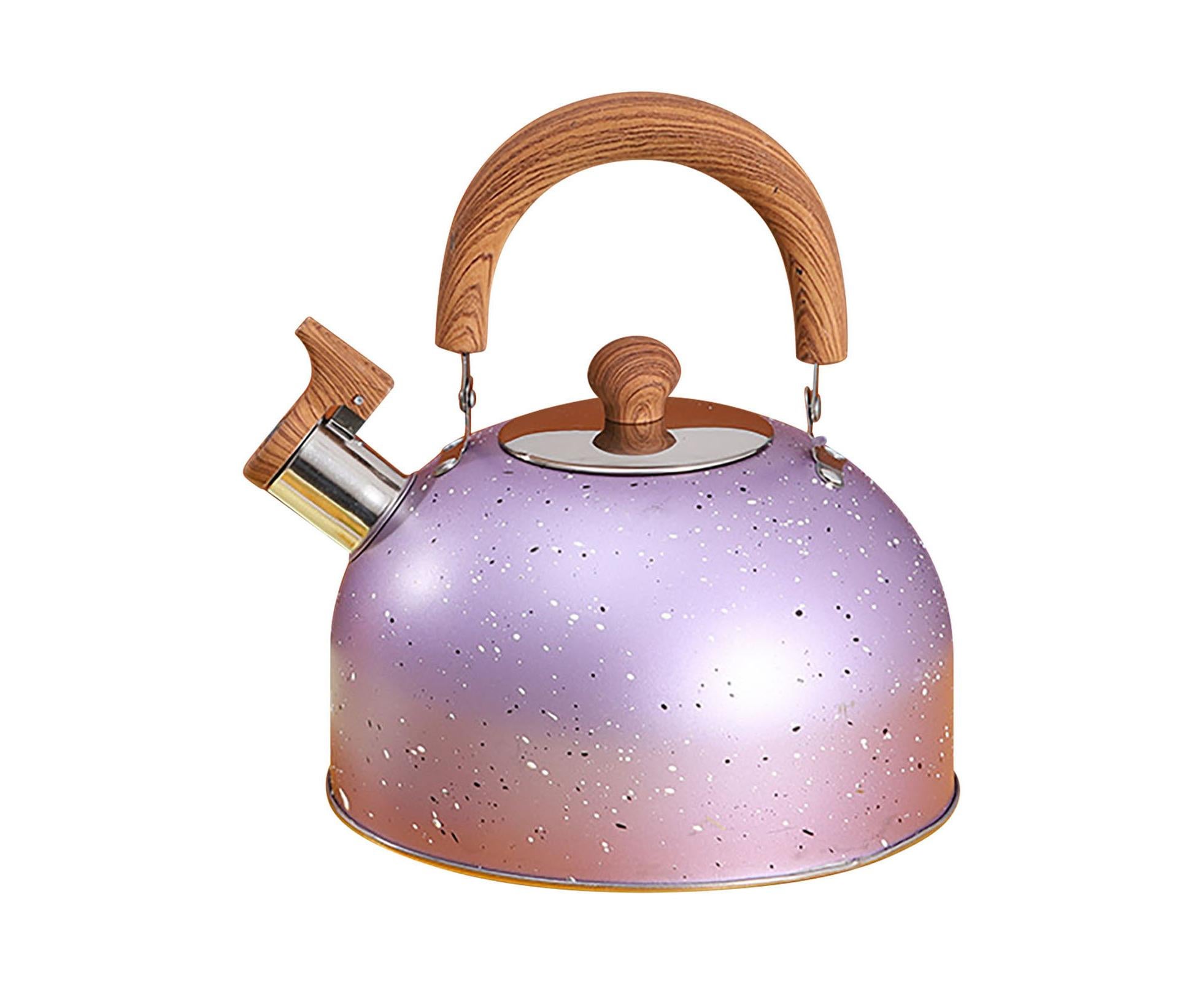 Water Kettle, Stainless Steel Whistle Kettle, Large Capacity Flat Bottom for Gas Induction, 2L, Purple - Image 4