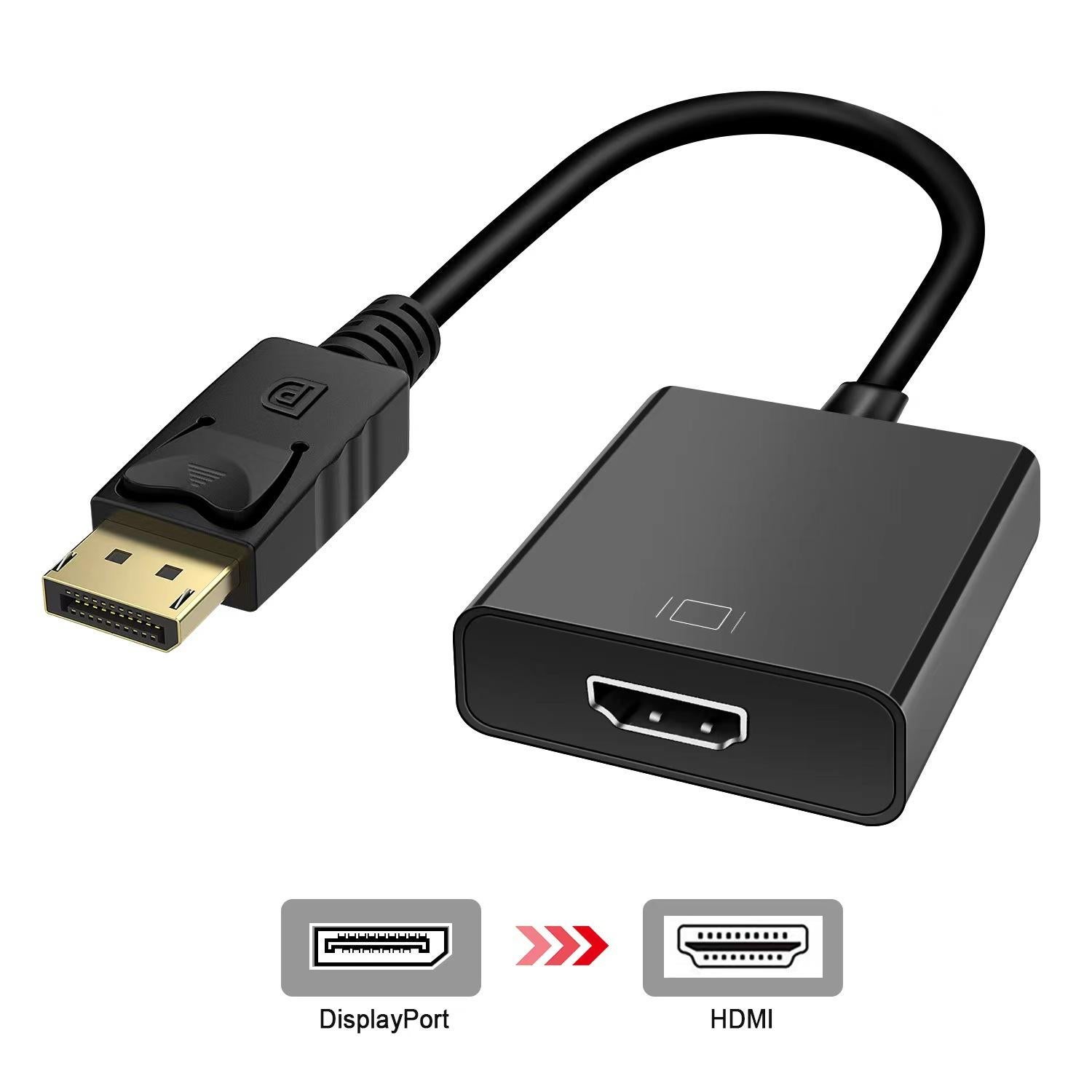 Heavy-Duty DisplayPort to HDMI Adapter - 4K DP to HDMI Converter with Durable Shell for PC, Monitor, TV, Projector (Black) - Image 1