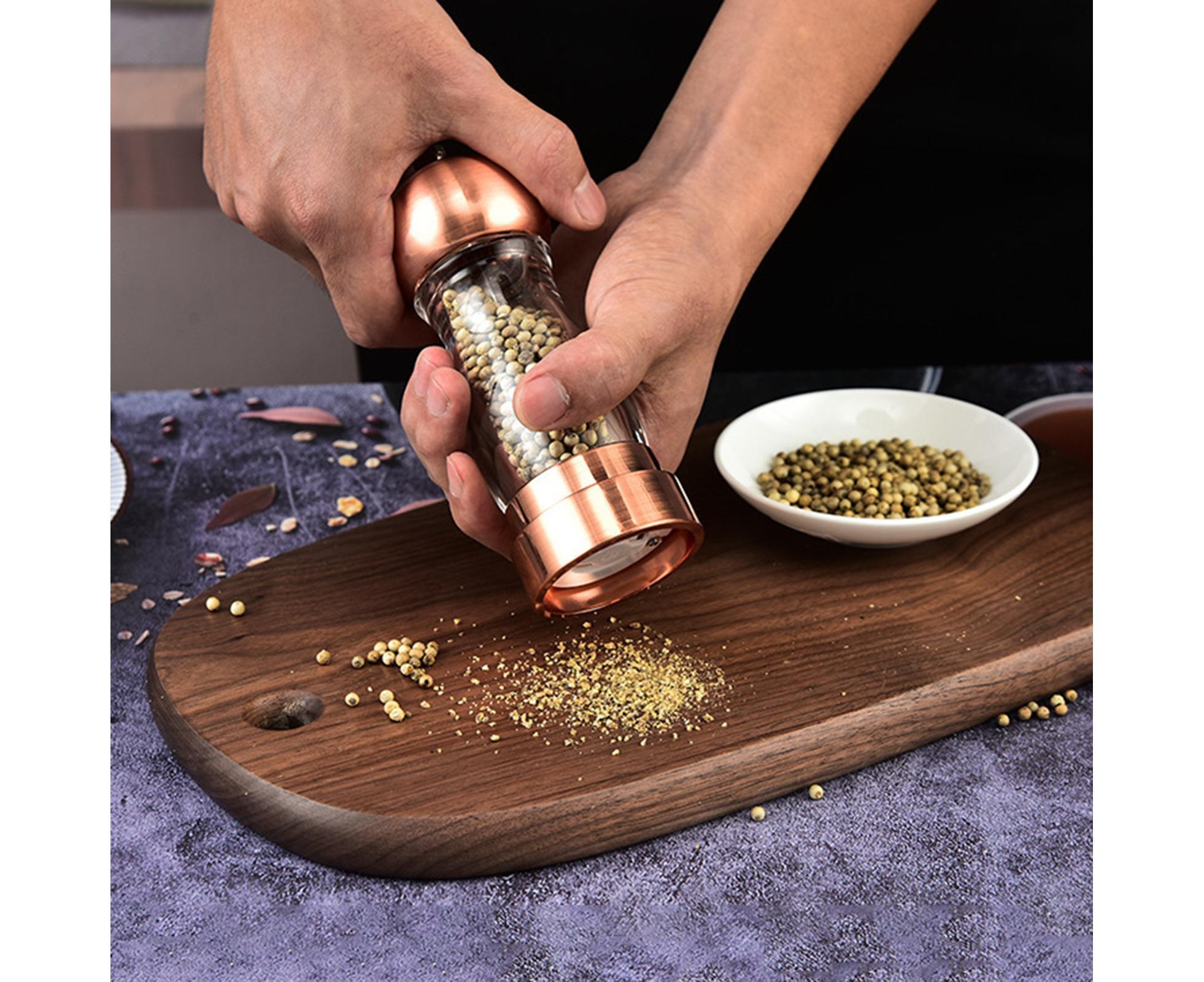 Manual Pepper Mill Multifunctional Acrylic Comfortable Touch Salt Shaker for Kitchen-Golden - Image 4