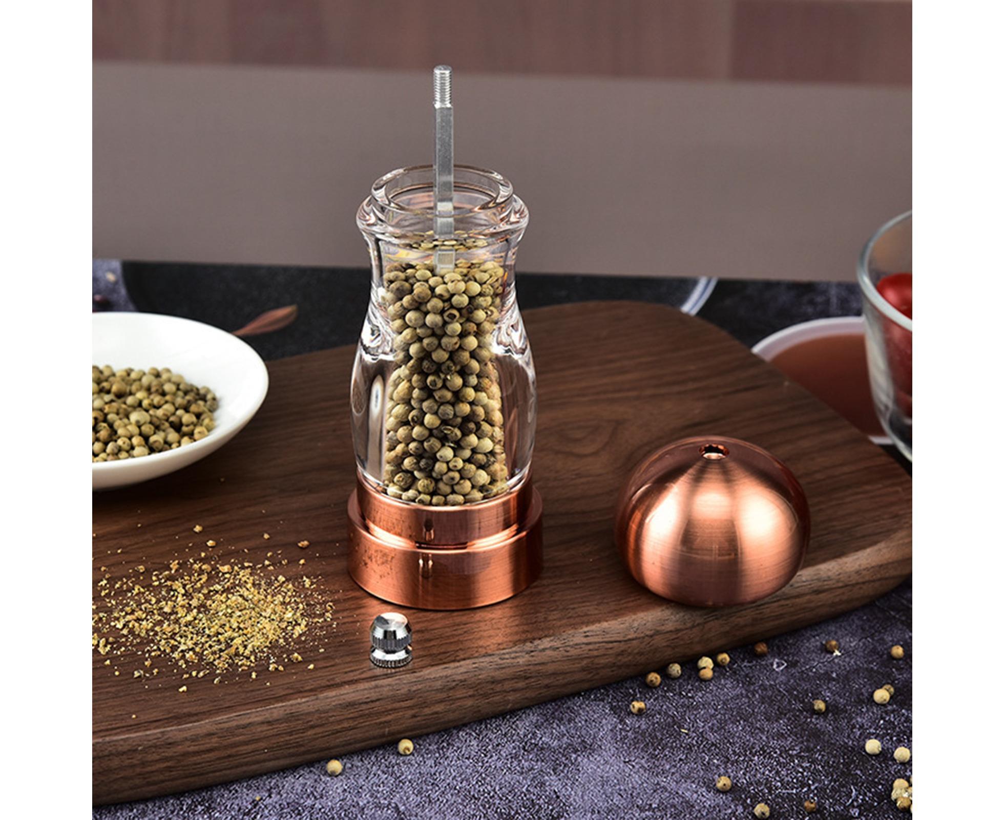 Manual Pepper Mill Multifunctional Acrylic Comfortable Touch Salt Shaker for Kitchen-Golden - Image 5
