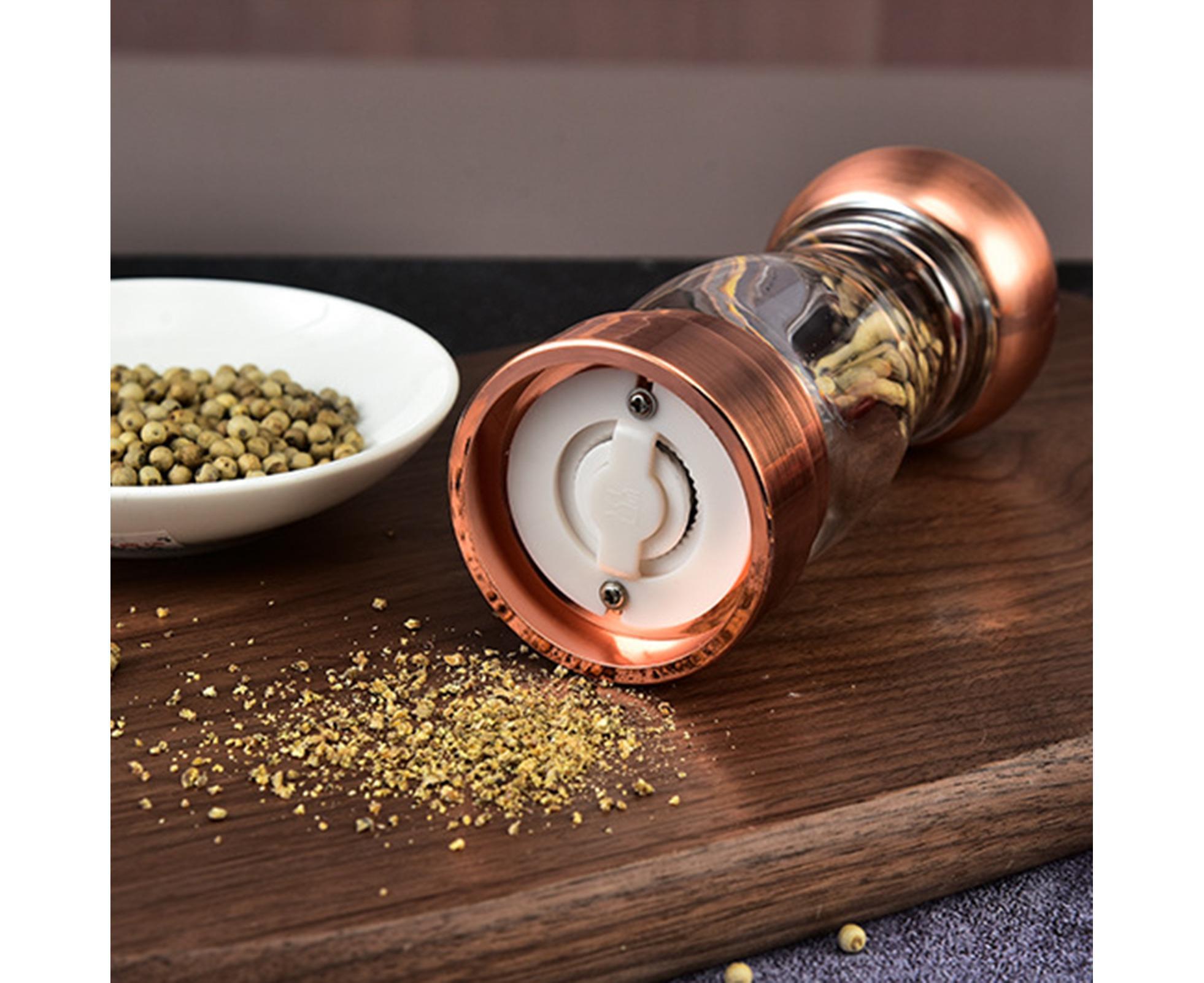 Manual Pepper Mill Multifunctional Acrylic Comfortable Touch Salt Shaker for Kitchen-Golden - Image 6