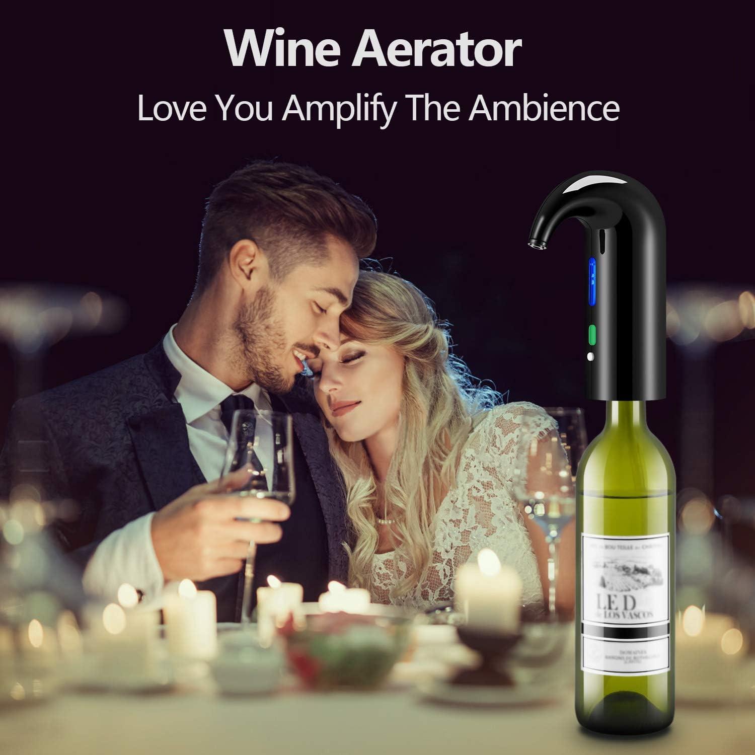 Wine Aerator Electric Wine Decanter One Touch Red - White Wine Accessories Aeration Work with Wine Opener for Beginner Enthusiast - Spout Pourer - Wine Preserver - Black - Image 3