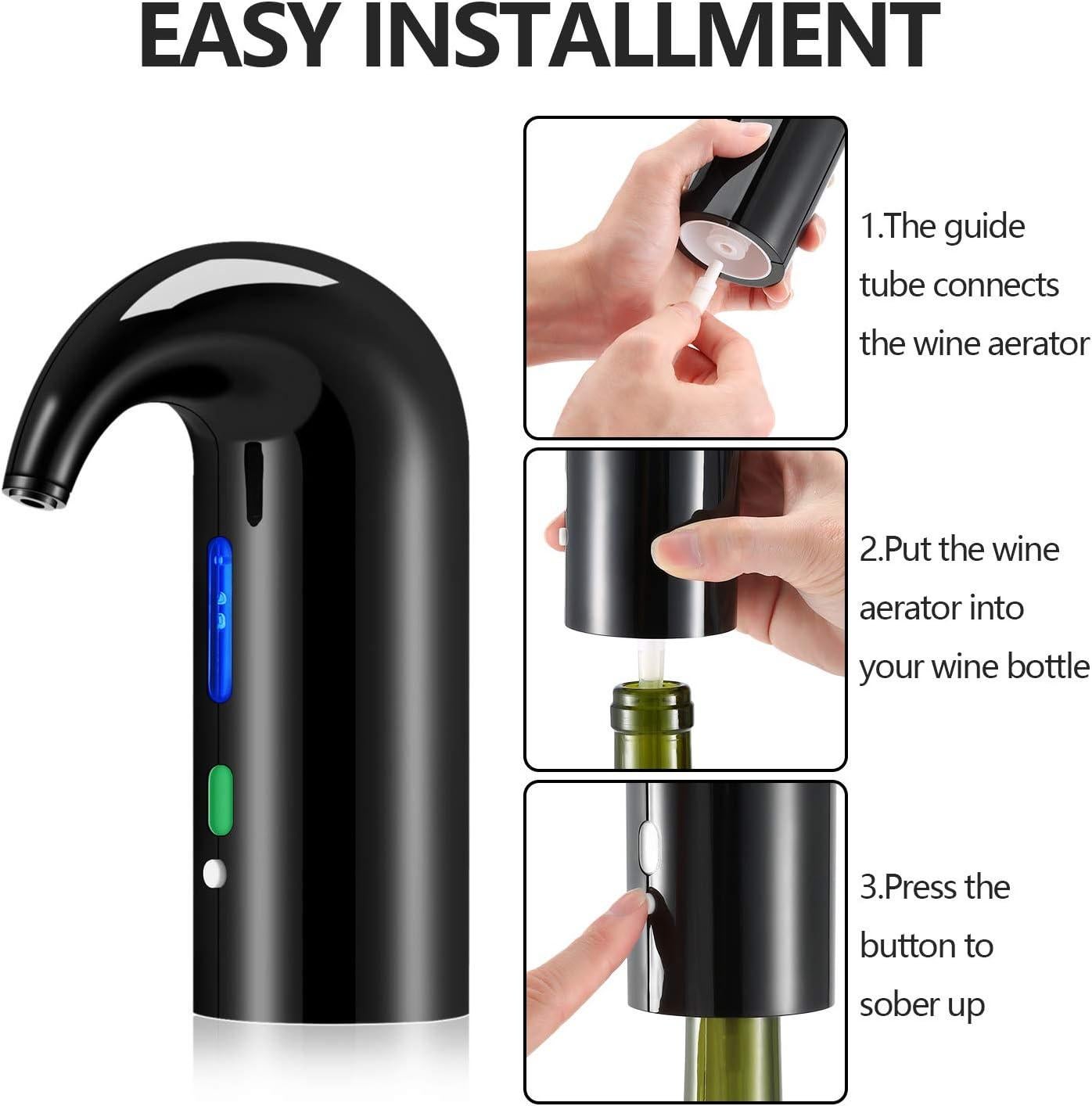 Wine Aerator Electric Wine Decanter One Touch Red - White Wine Accessories Aeration Work with Wine Opener for Beginner Enthusiast - Spout Pourer - Wine Preserver - Red - Image 5