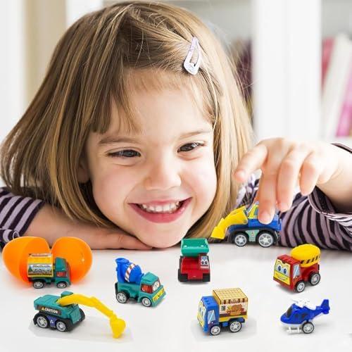 12Pcs Easter Eggs with Mini Pull-Back Cars, Stuffed Easter Eggs, for Boys and Girls - Image 2