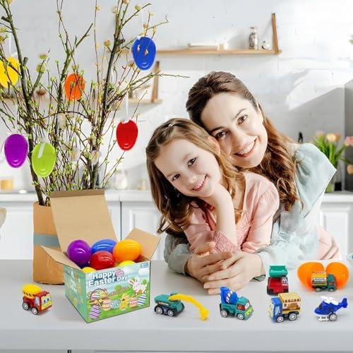 12Pcs Easter Eggs with Mini Pull-Back Cars, Stuffed Easter Eggs, for Boys and Girls - Image 7