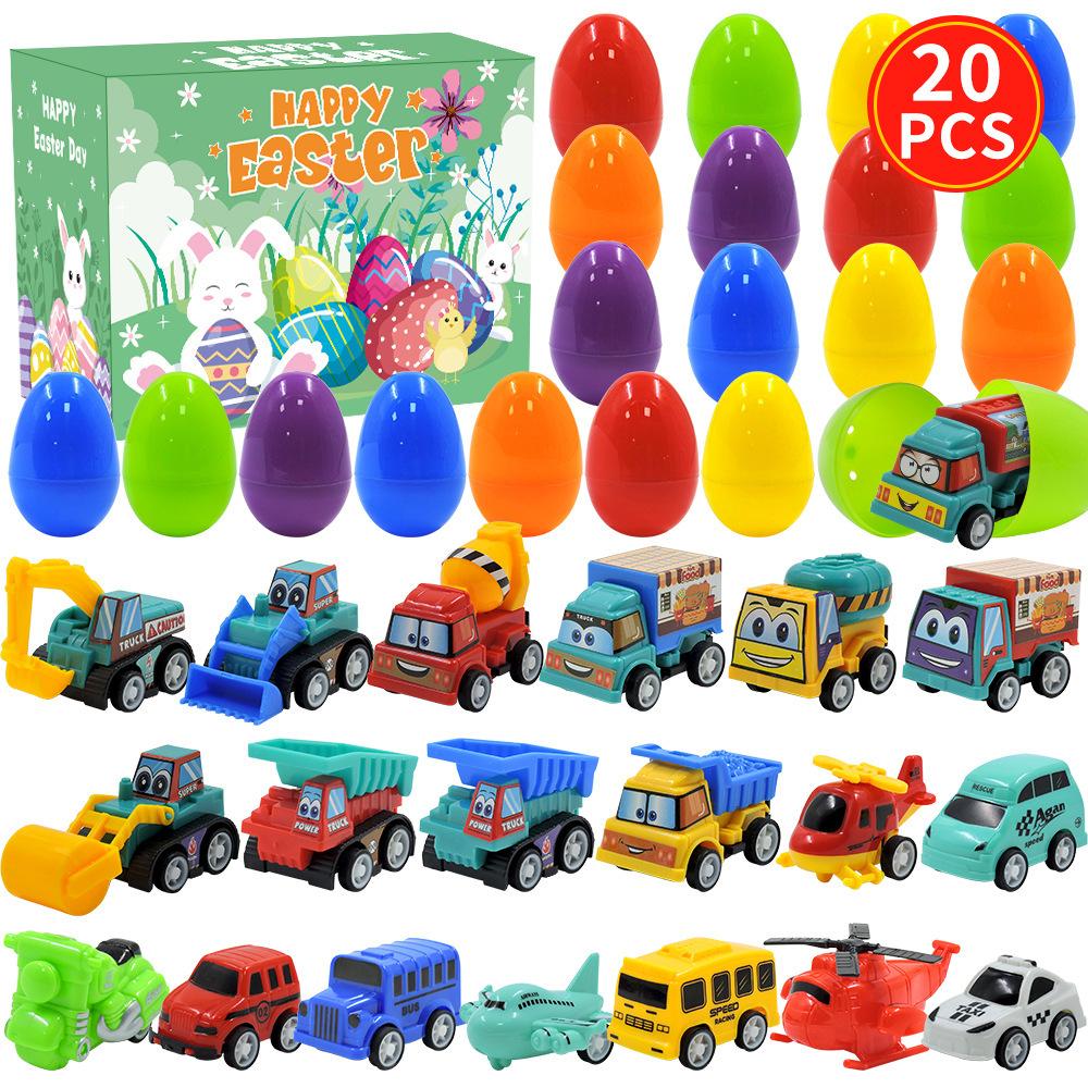 20Pcs Easter Eggs with Mini Pull-Back Cars, Stuffed Easter Eggs, for Boys and Girls - Image 1