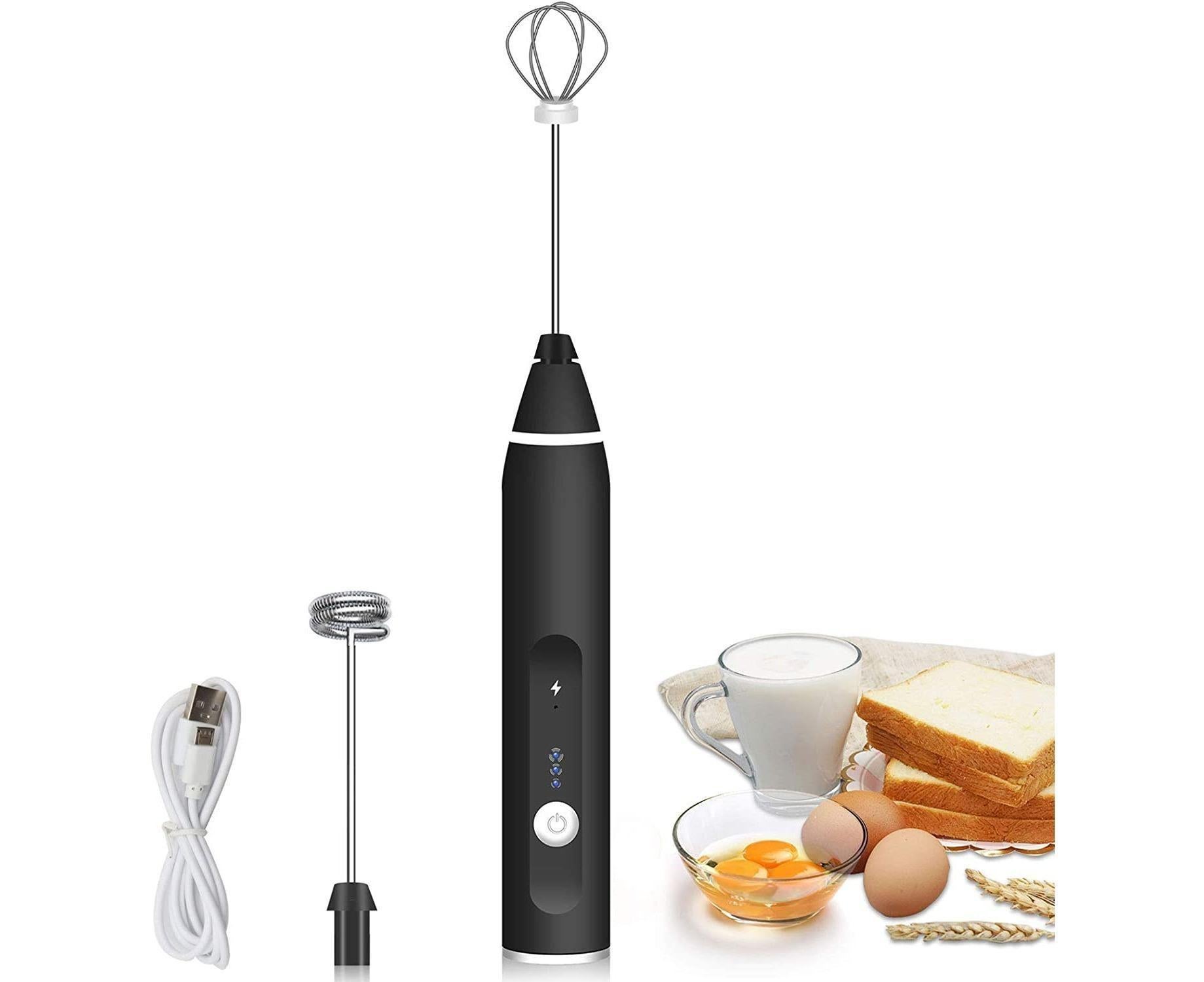 Electric milk frother,USB rechargeable milk frother 2 in 1 Hand-held battery-operated milk frother - Image 1