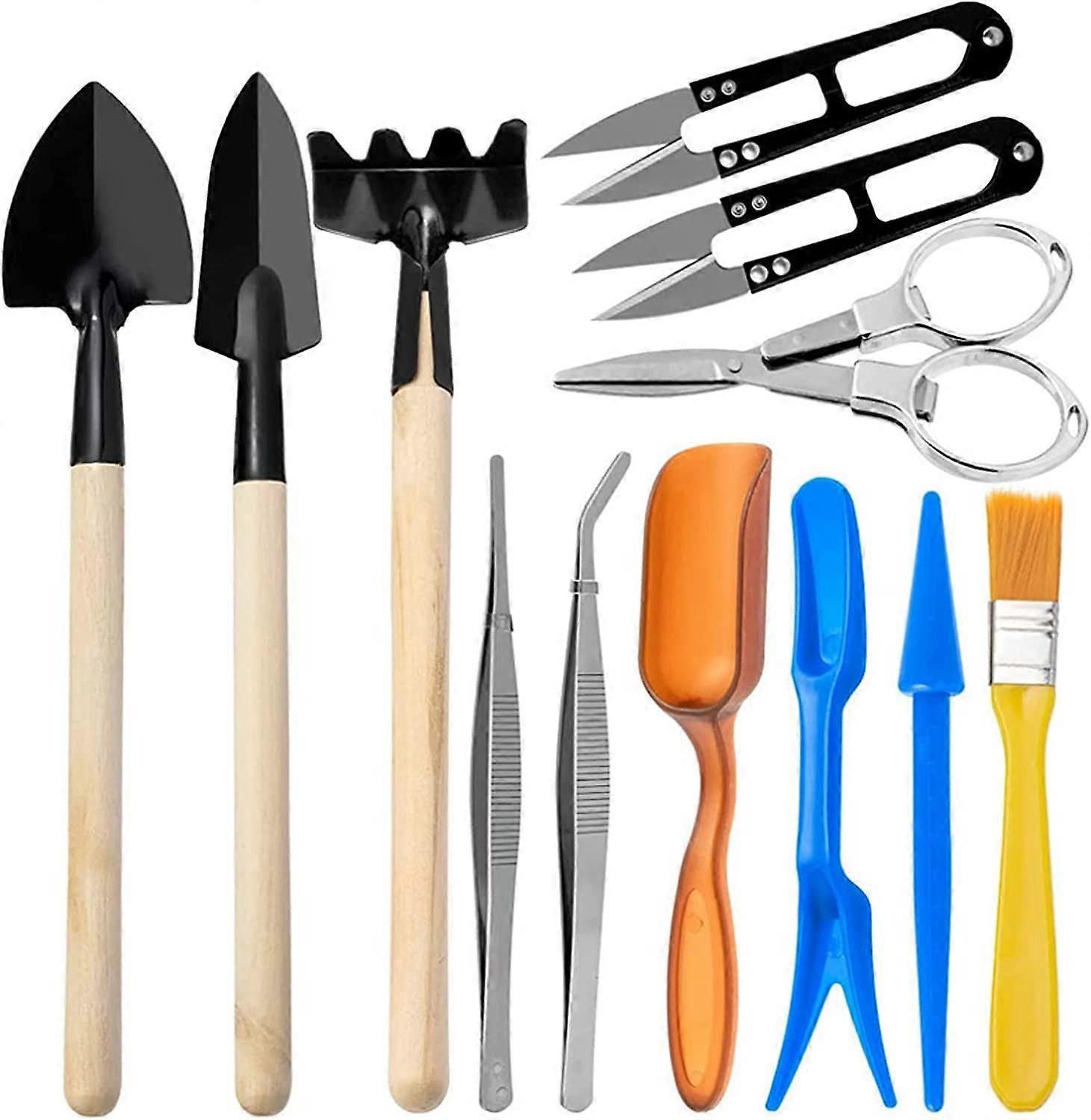 12 Pcs Gardening Tool Set Succulent Tool Kit,Houseplant Rake Mini Gardening Hand Tools,Small Shovel/Rake/Spade - Image 1