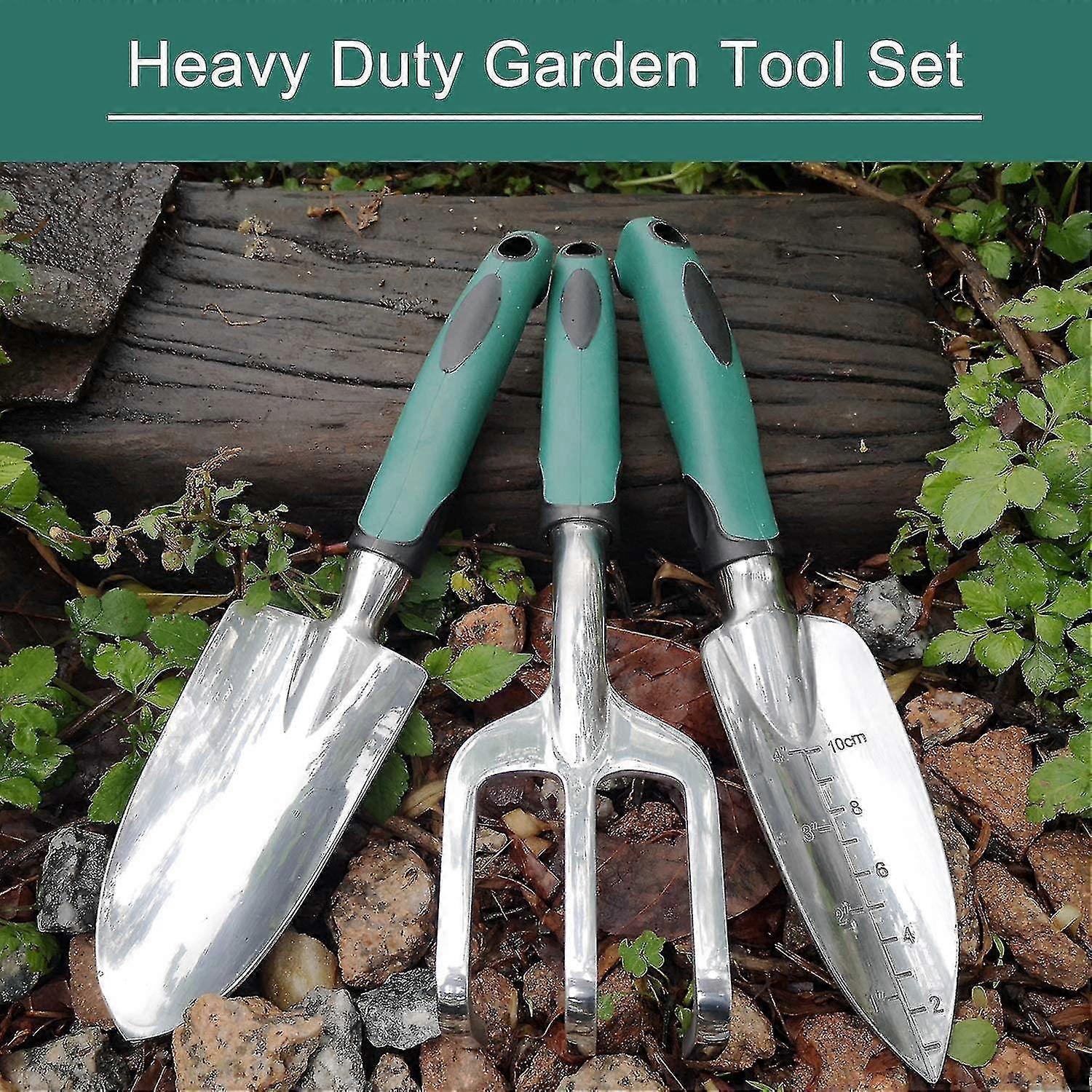 Garden Tool Set, 3-piece Heavy-duty Gardening Tool Cast Aluminum With Soft Rubber Non-slip Handle Durable Garden Hand Tools - Image 2
