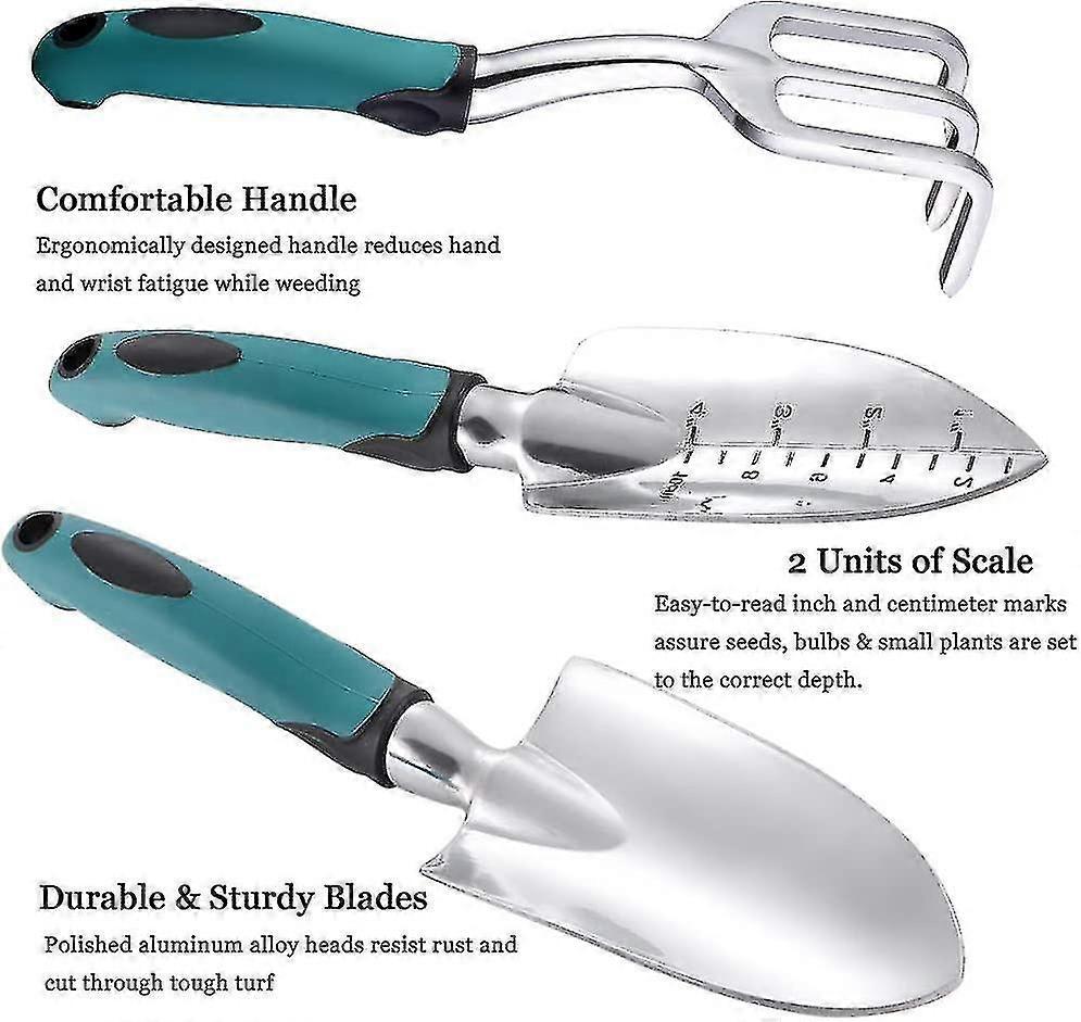 Garden Tool Set, 3-piece Heavy-duty Gardening Tool Cast Aluminum With Soft Rubber Non-slip Handle Durable Garden Hand Tools - Image 3