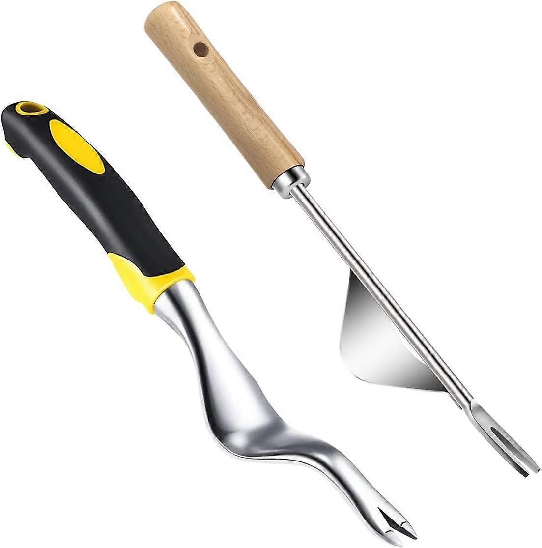 Manual Weeding Tool, 2 Pieces Handheld Weeder Dandelion Removal Tool, Garden Weed Puller with Non-Slip Handle - Image 1