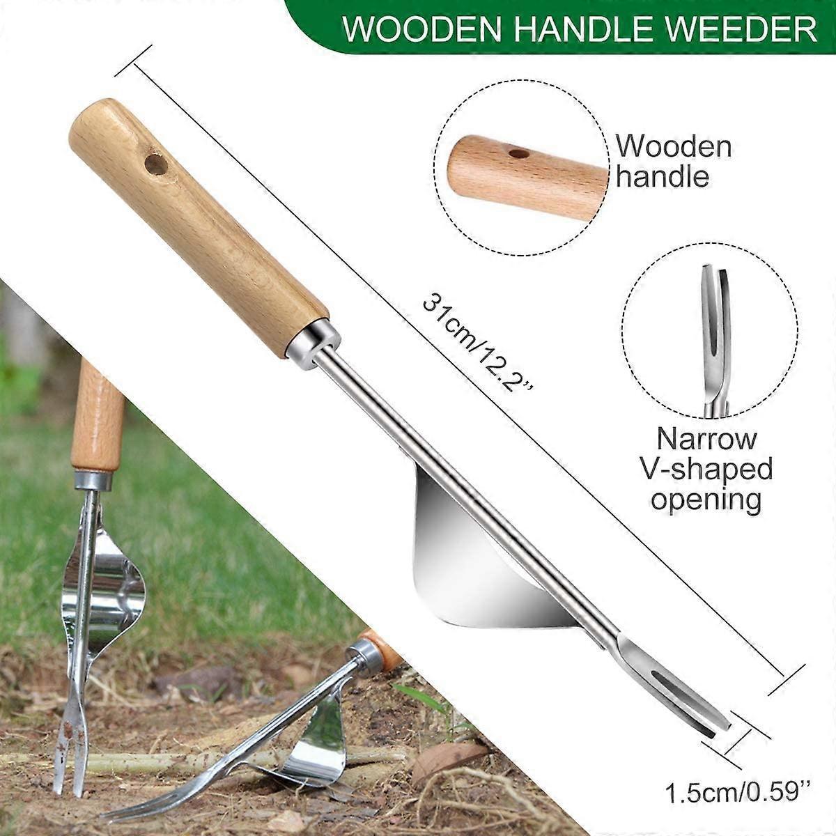 Manual Weeding Tool, 2 Pieces Handheld Weeder Dandelion Removal Tool, Garden Weed Puller with Non-Slip Handle - Image 3
