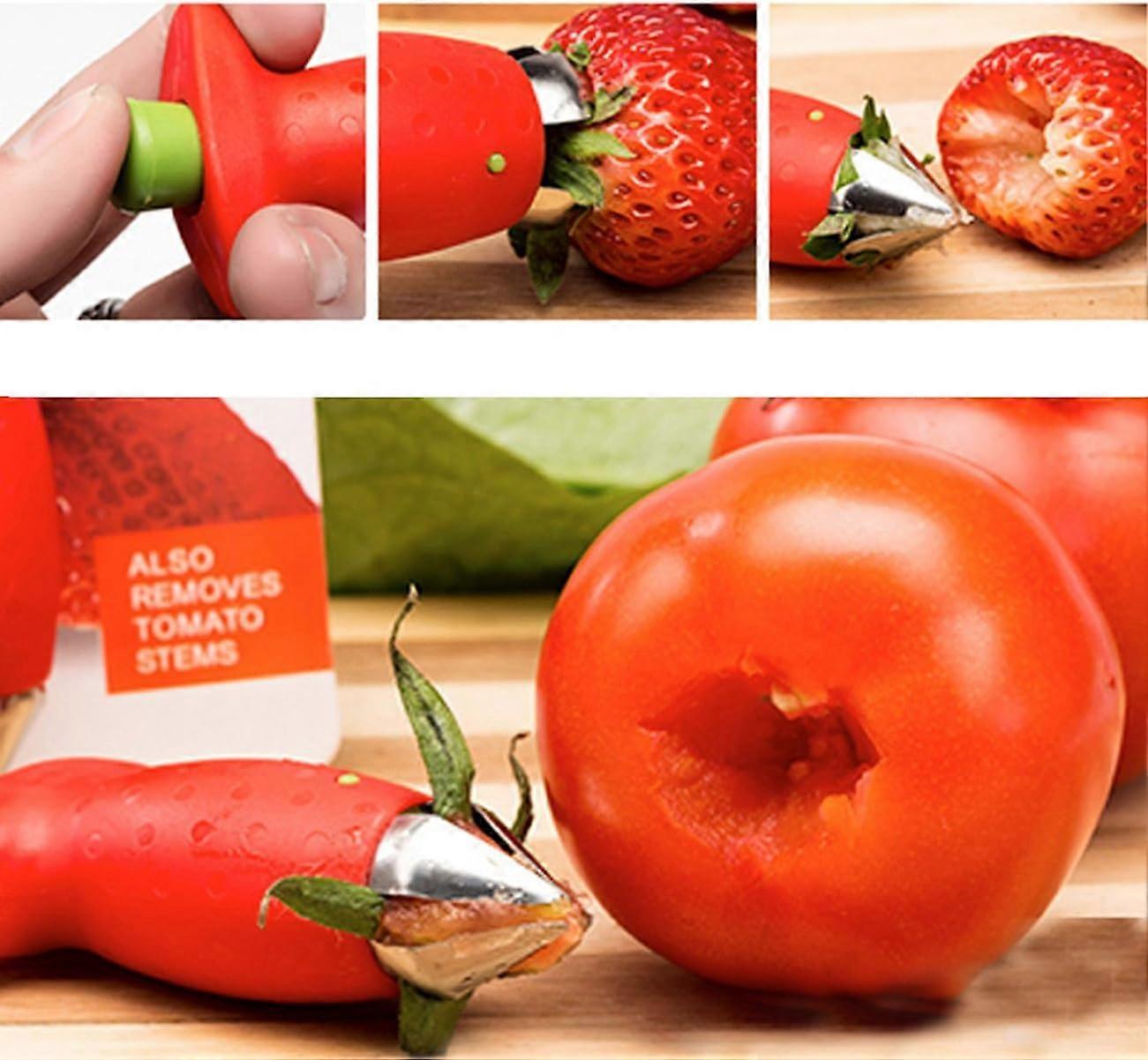 Multi-Claw Strawberry Corer Stainless Steel Plastic Fruit Berry Tomato Vegetable Top Stem Corer Kitchen Aid Corer, 2 Pack - Image 2