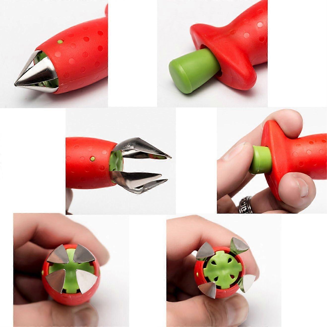Multi-Claw Strawberry Corer Stainless Steel Plastic Fruit Berry Tomato Vegetable Top Stem Corer Kitchen Aid Corer, 2 Pack - Image 4