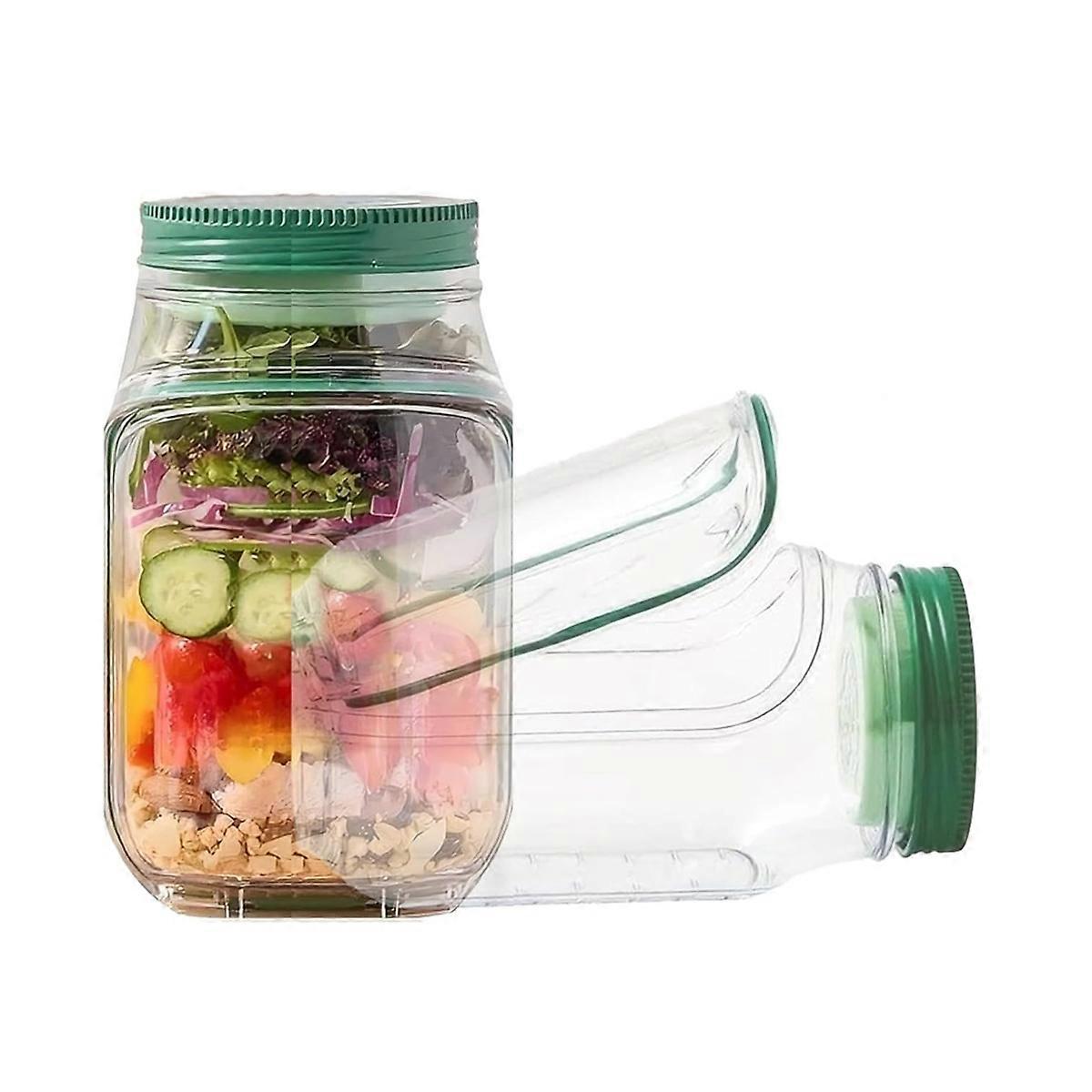 2pcs Salad Jar Set Leakproof Reusable Containers for Meal Prep Wet Dry Separation - Image 1