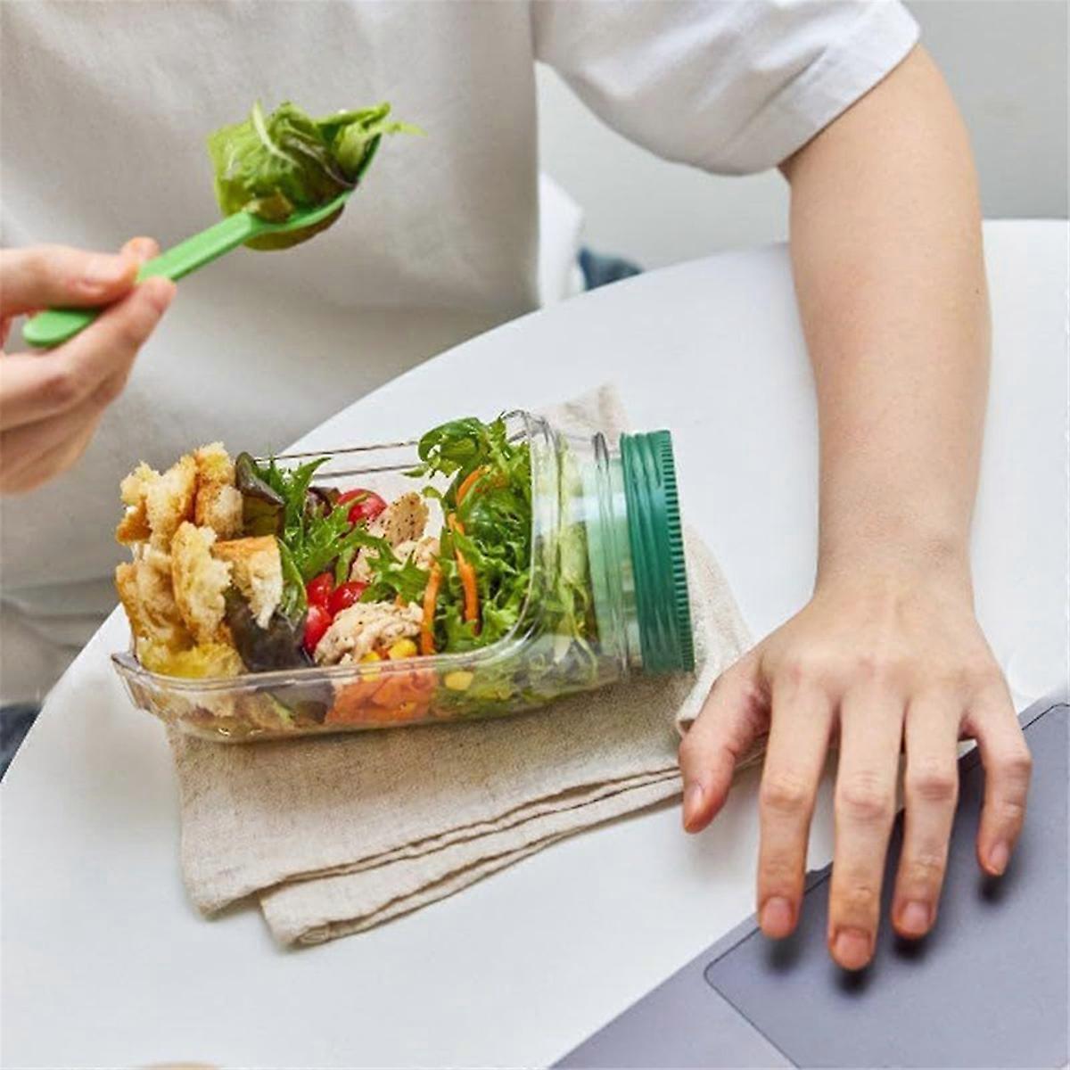 2pcs Salad Jar Set Leakproof Reusable Containers for Meal Prep Wet Dry Separation - Image 4