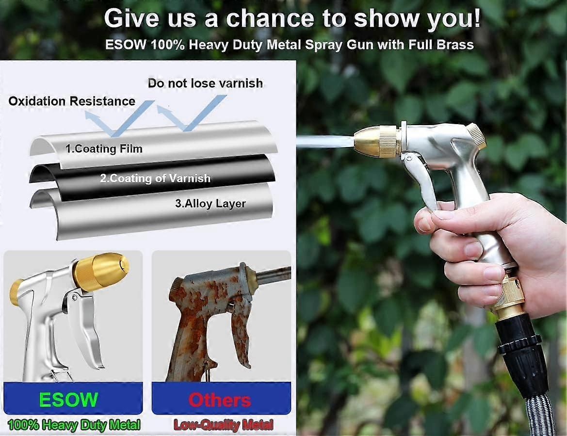 100% heavy metal water spray gun, suitable for gardening and car washing, 100% metal construction, consisting of brass nozzle and zinc alloy body - Image 3
