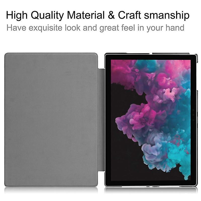 Case Ultra thin folio PU leather shell for Surface Pro 7 Grey - Image 4