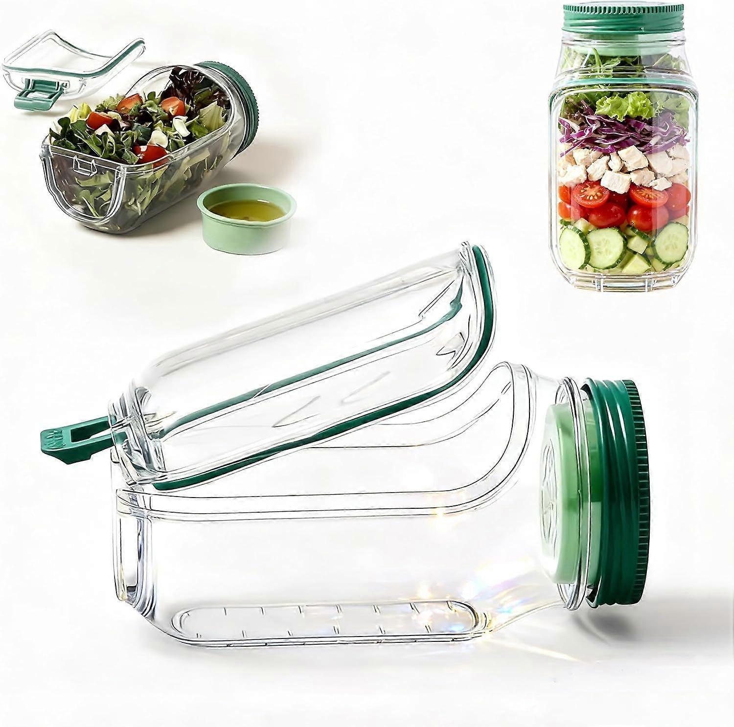 1pc Salad Pod Mason Jar Side Open Portable Salad Container with Lid for Travel - Image 1