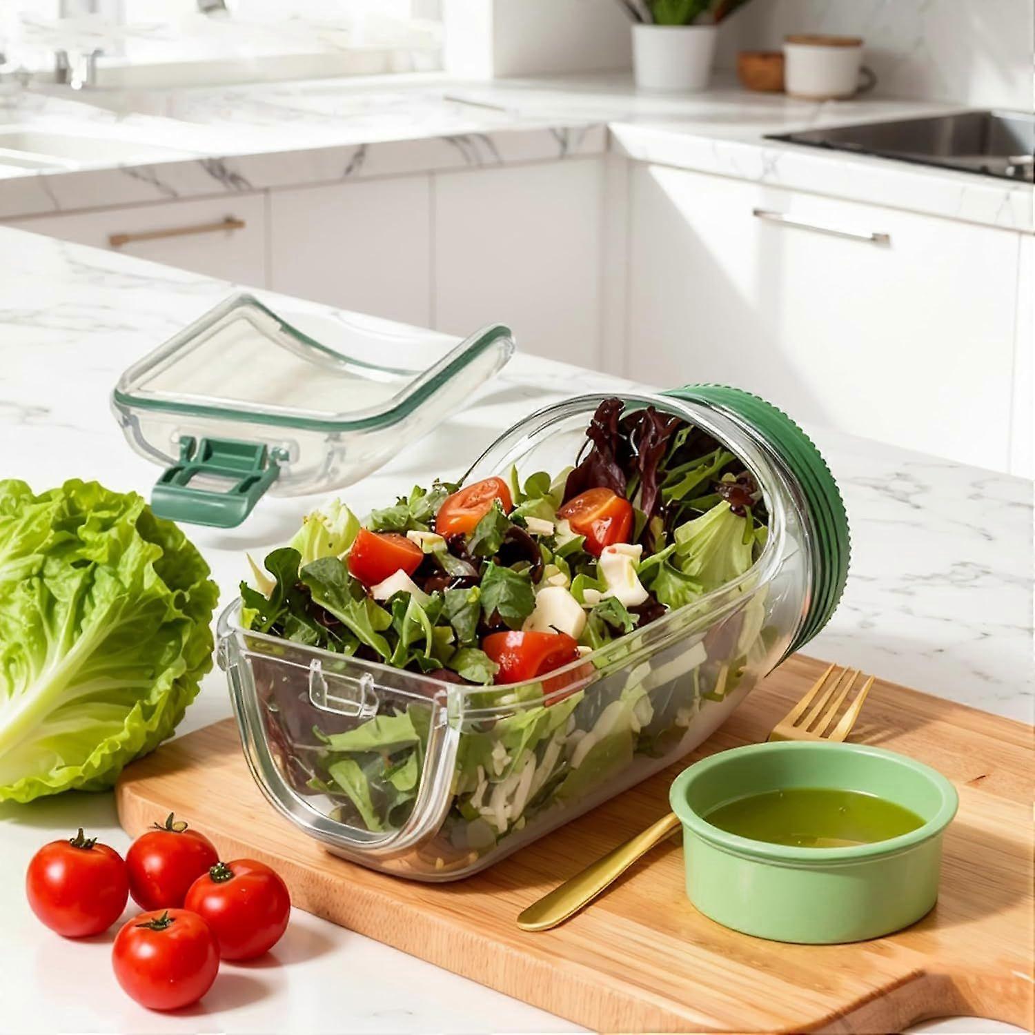1pc Salad Pod Mason Jar Side Open Portable Salad Container with Lid for Travel - Image 2
