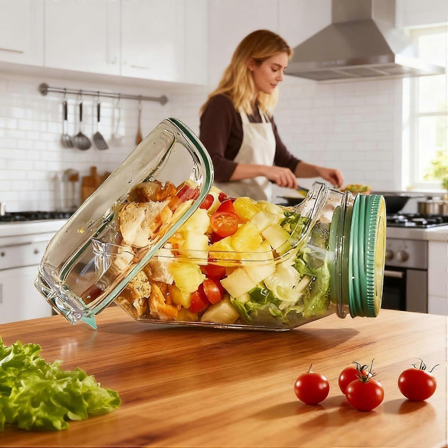 1pc Salad Pod Mason Jar Side Open Portable Salad Container with Lid for Travel - Image 5