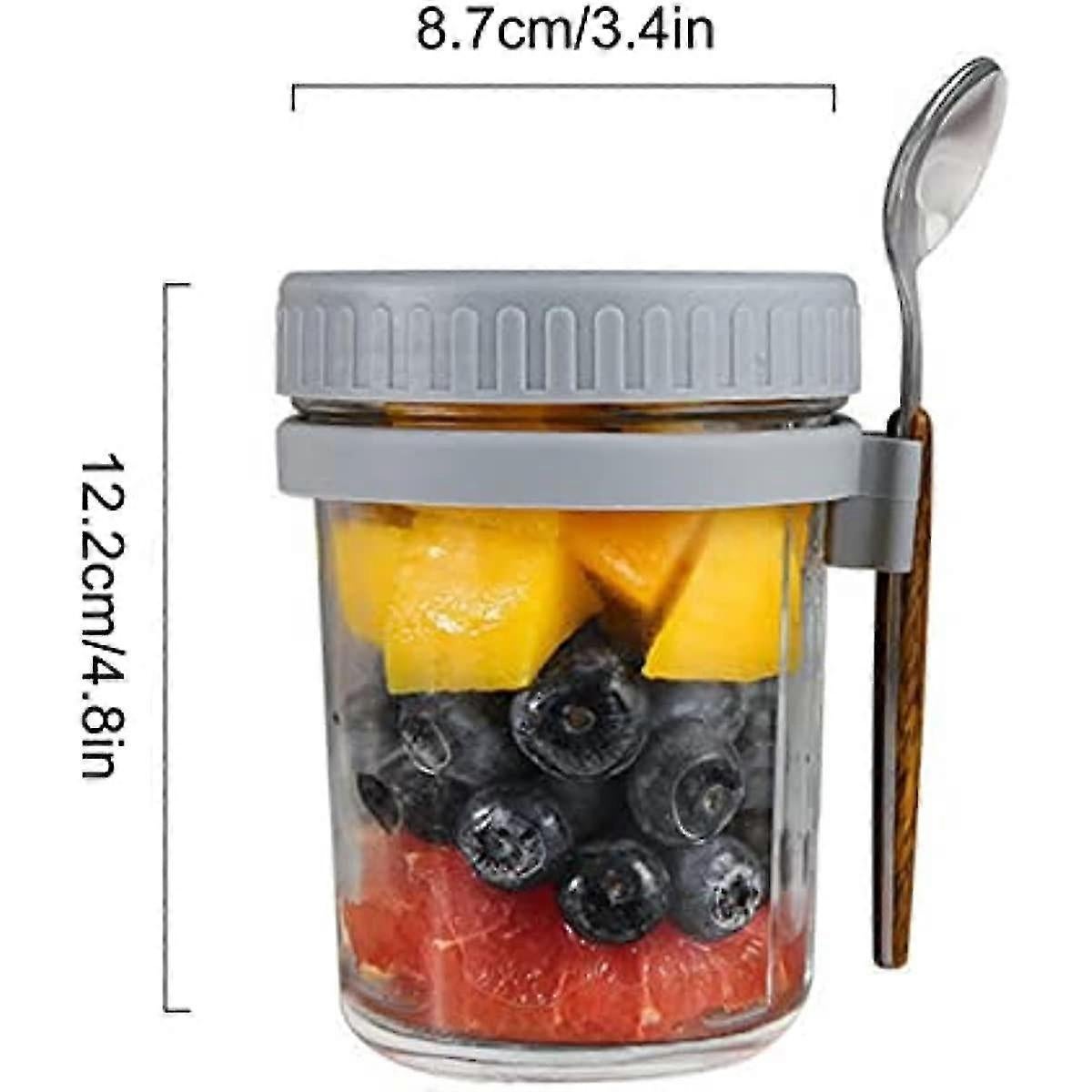 Salad Jars with Spoon Breakfast On The Go Oats Cups Large Airtight Storage Jars - Image 3