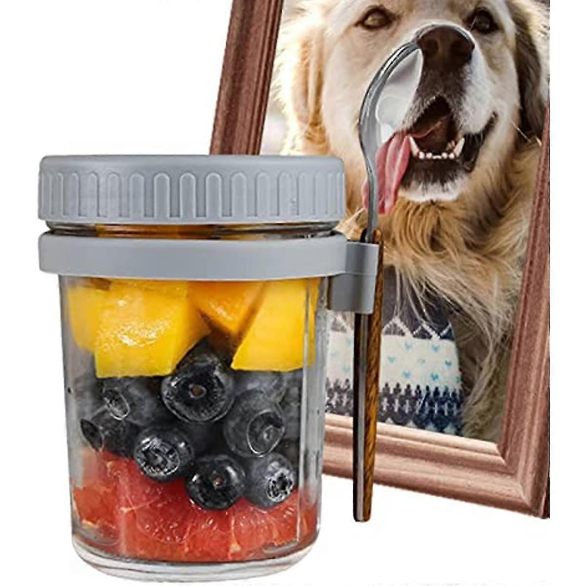 Salad Jars with Spoon Breakfast On The Go Oats Cups Large Airtight Storage Jars - Image 4