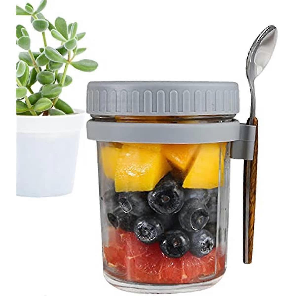 Salad Jars with Spoon Breakfast On The Go Oats Cups Large Airtight Storage Jars - Image 5