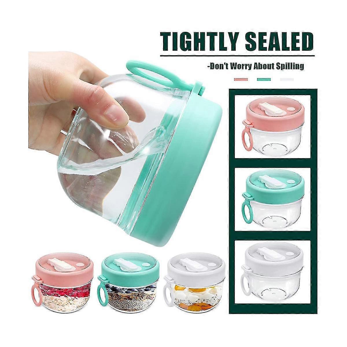 6pcs 20oz Overnight Oats Containers with Lids & Spoons Leakproof Yogurt Salad Jars - Image 2